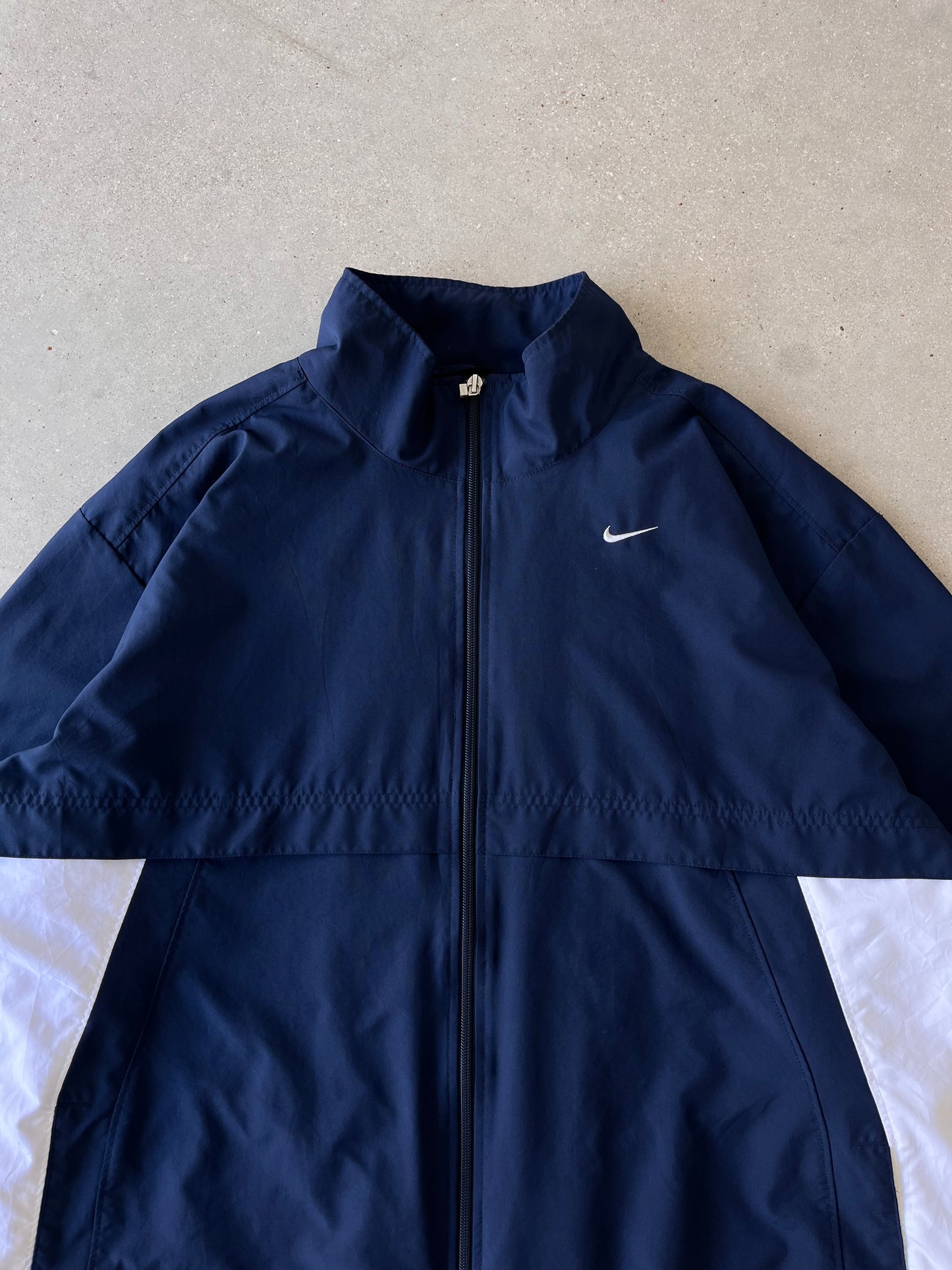 Vintage Nike Mini Swoosh Navy/White Track Jacket - XL