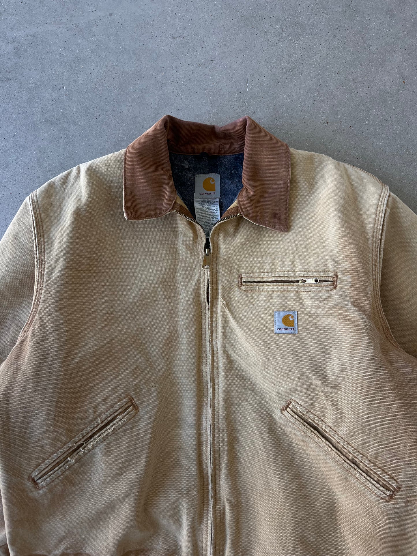 Vintage Carhartt Faded Tan Blanket-lined Detroit Jacket - L