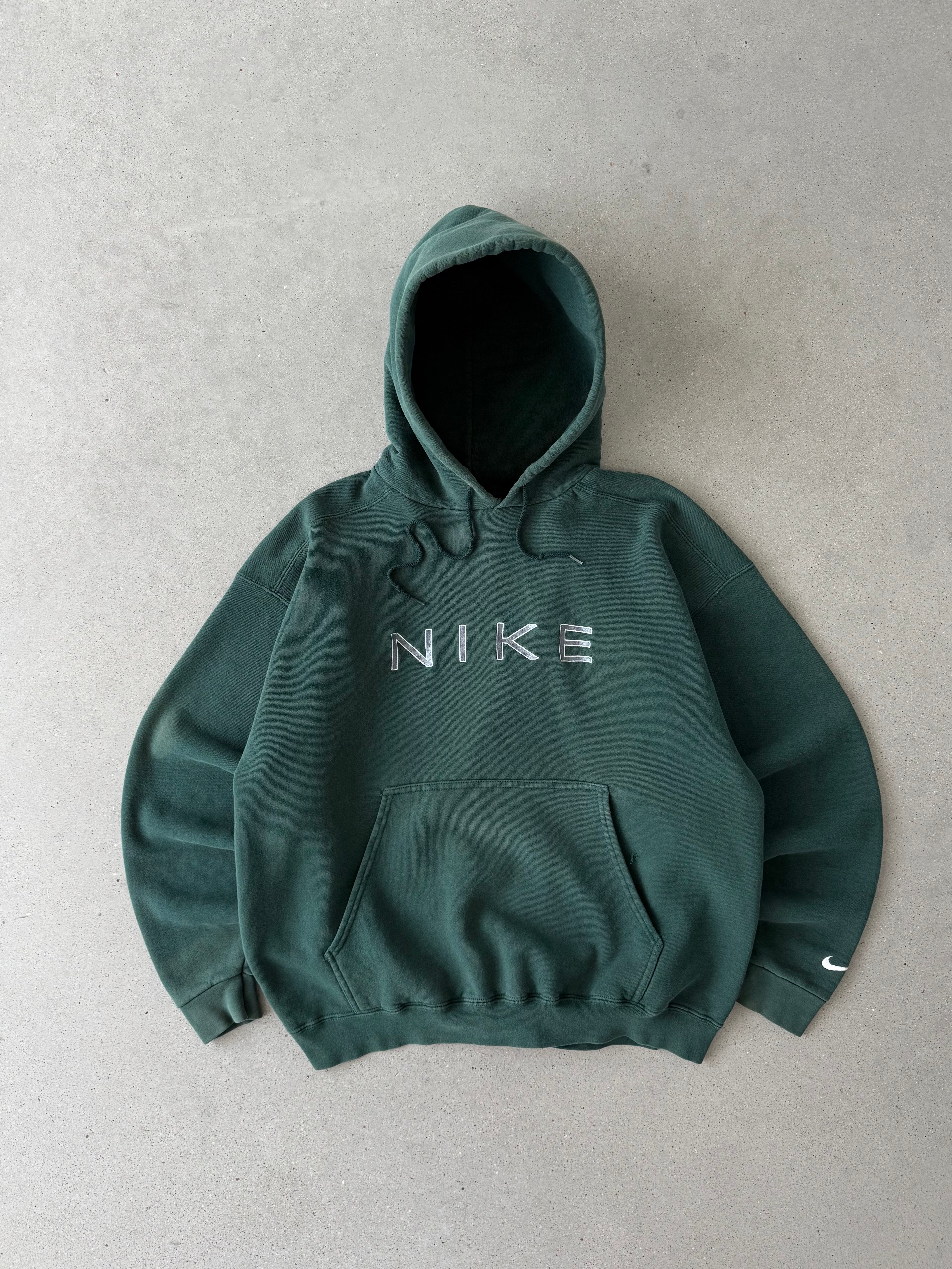 Vintage Nike Spellout Green Hoodie  - L