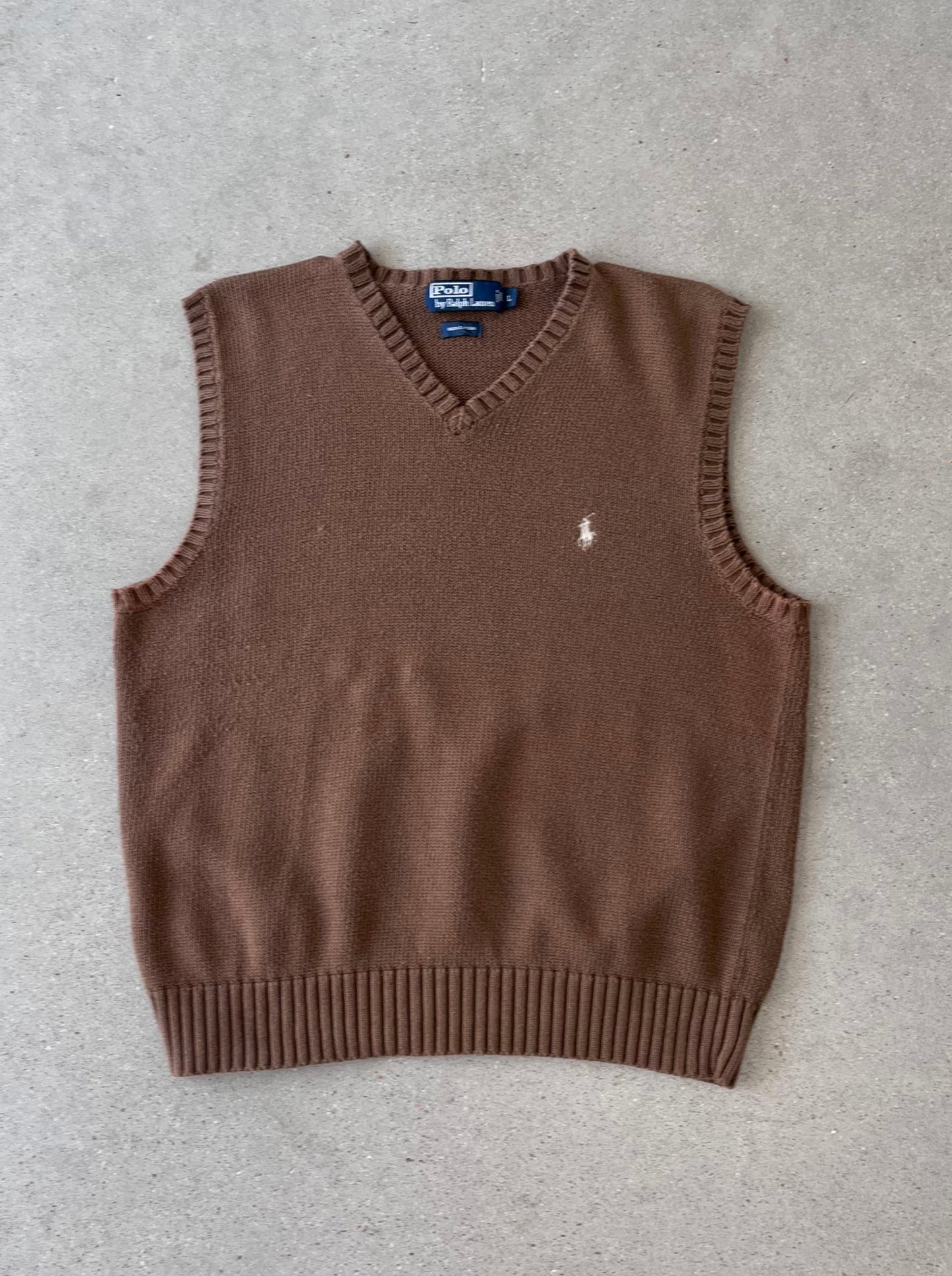 Vintage Brown Polo Ralph Lauren Knitted Vest - L