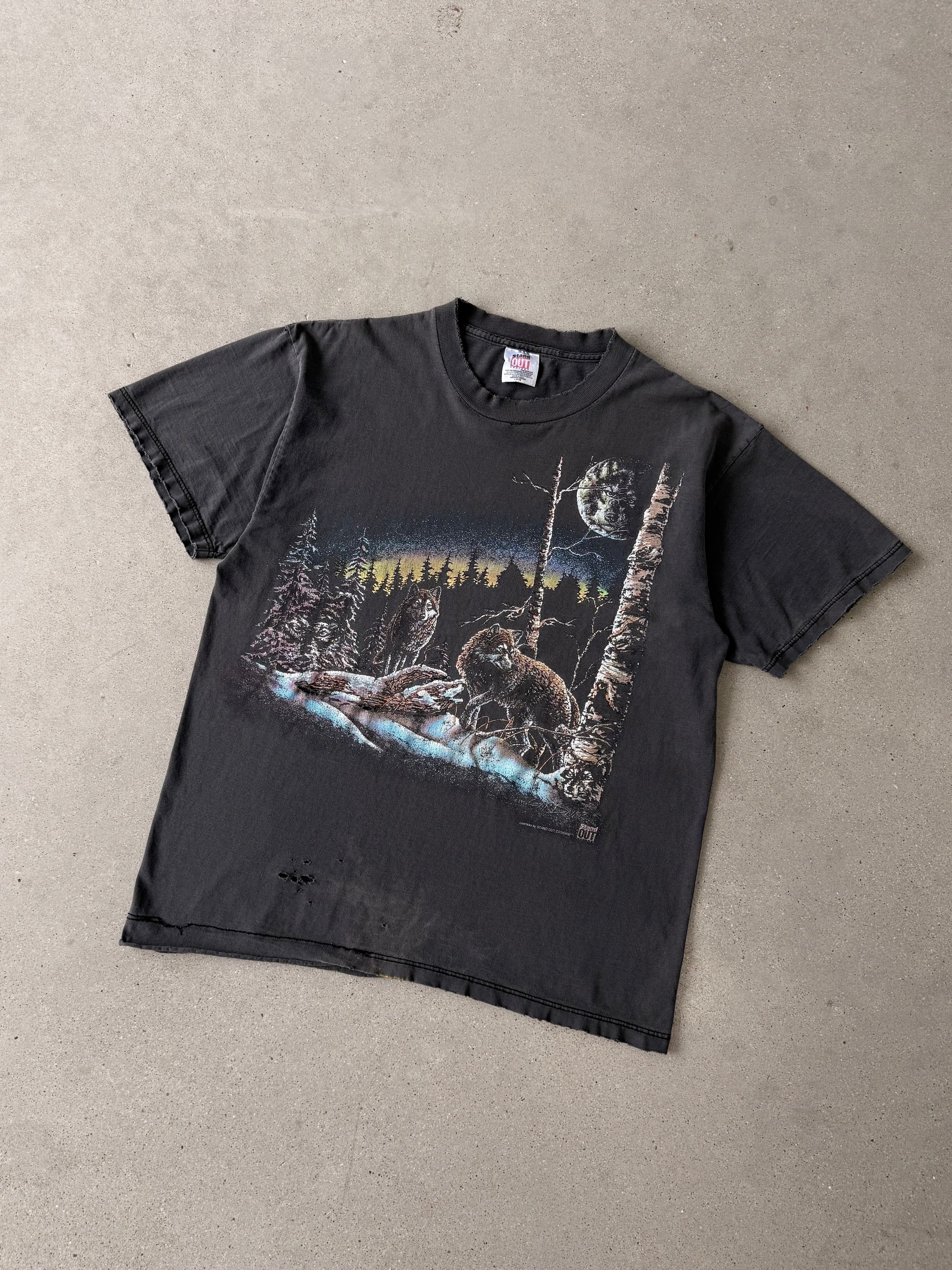 Vintage 1993 Distressed Night Wolf Tee - L