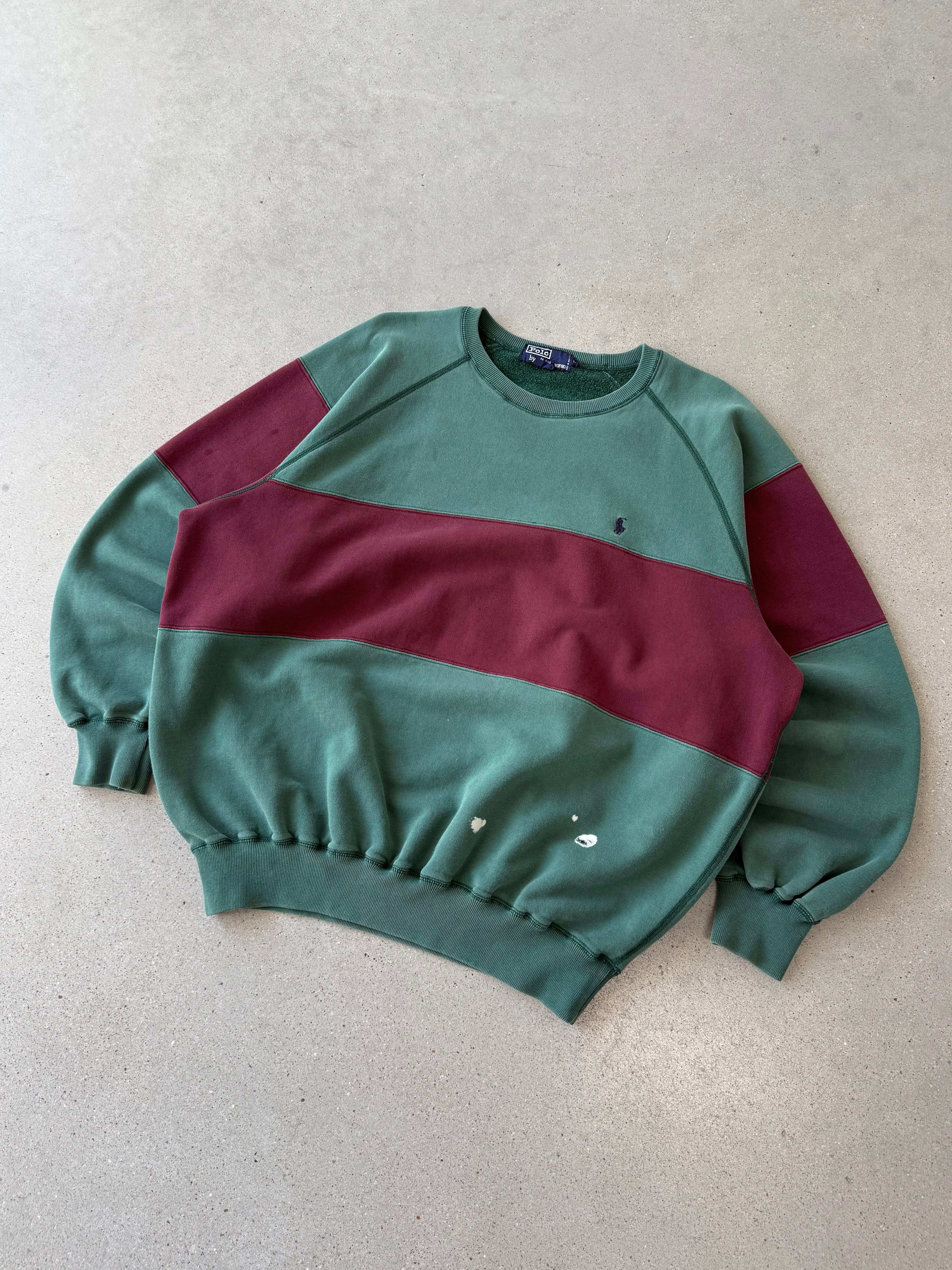 Vintage Polo Ralph Lauren Green Center stripe Sweatshirt - L
