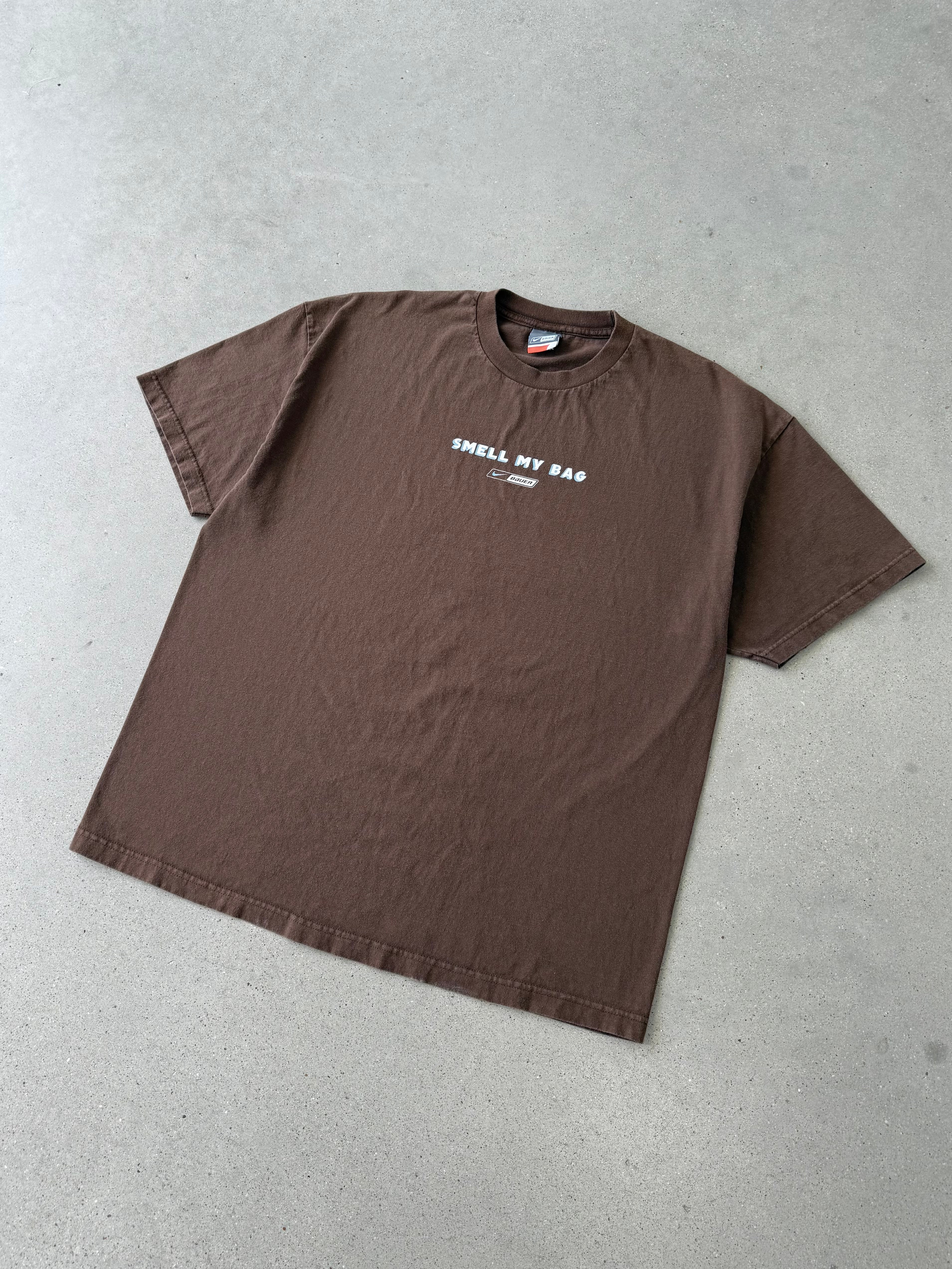 Vintage Nike 'Smell My Bag' Brown Tee - XXL