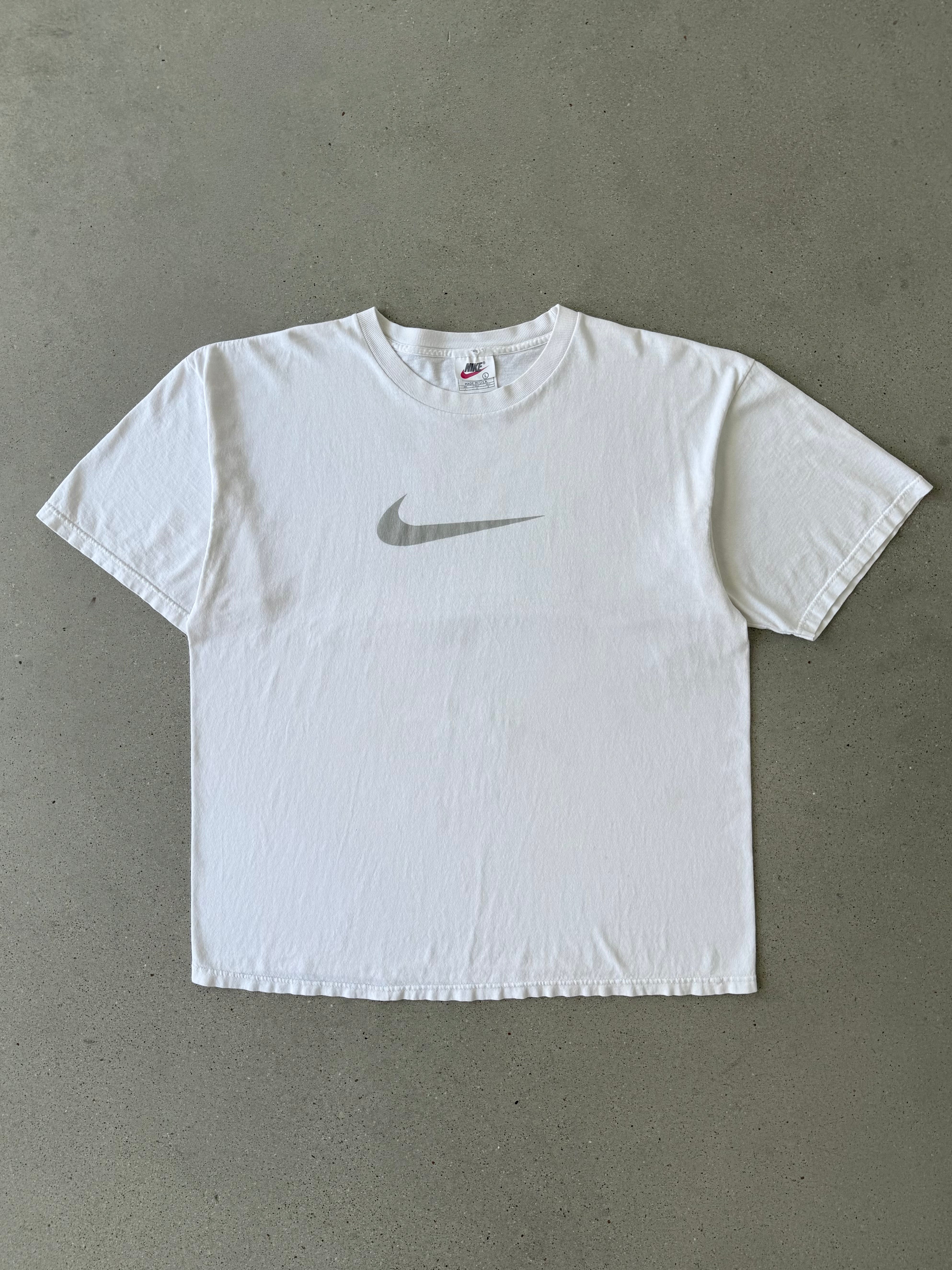 Vintage 90s Nike Big Swoosh White Tee - L