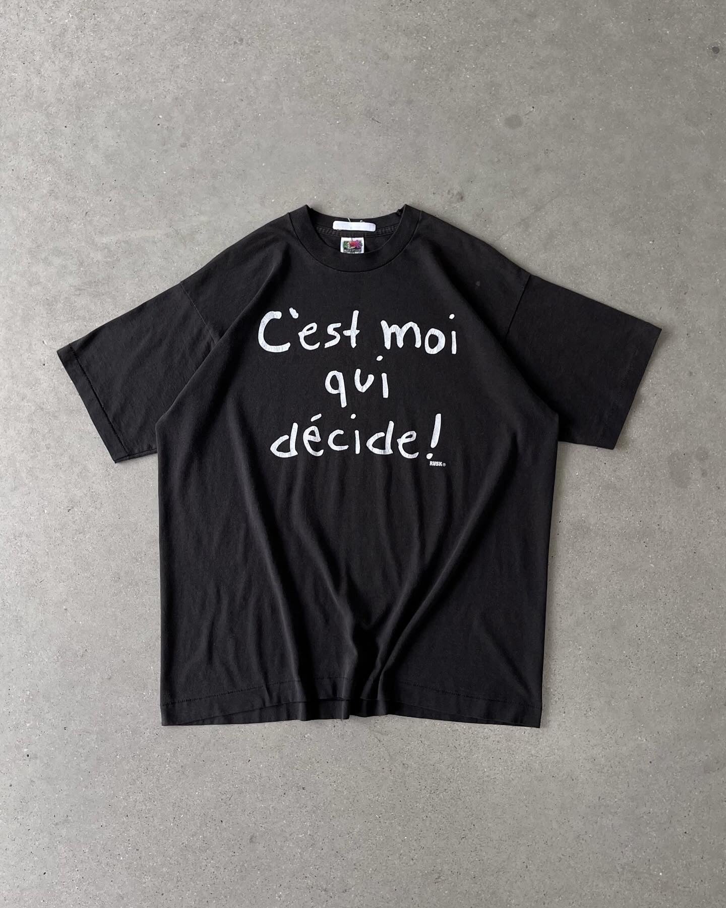 Vintage 90s "C'est Moi Qui Decide!" French Tee - XL