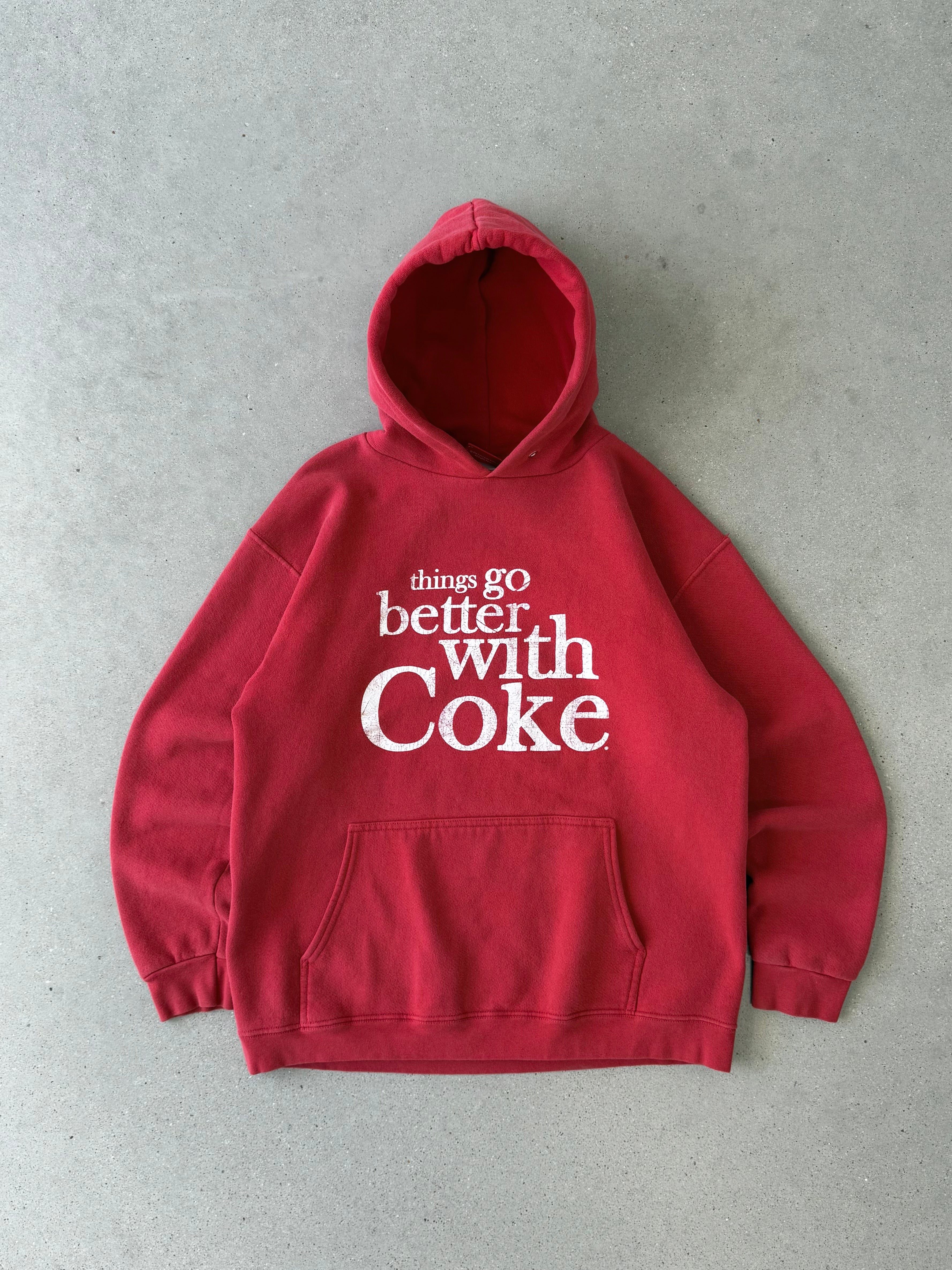 Vintage "Things Go Better With Coke" Red Hoodie- L
