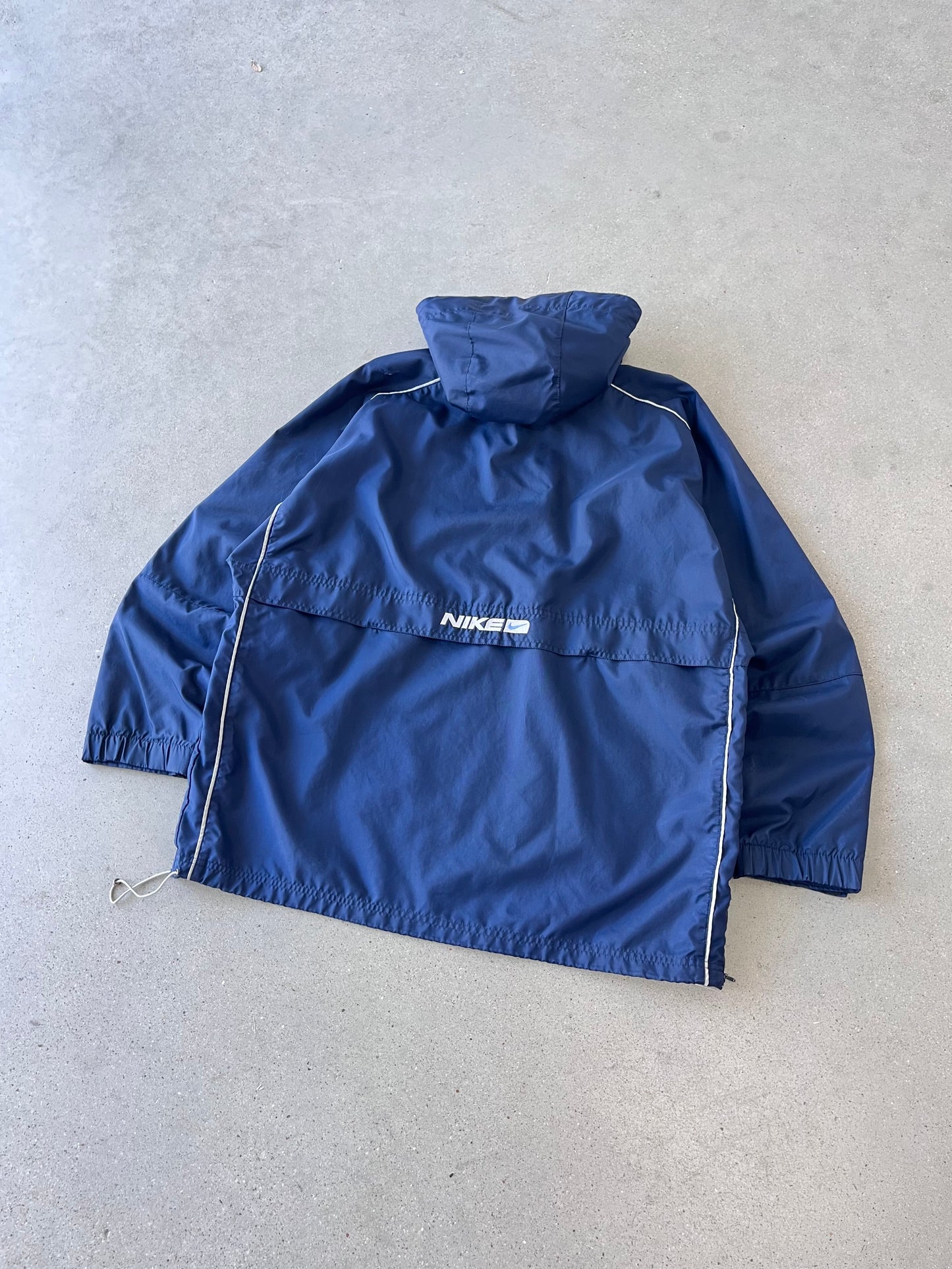 Vintage Nike Hooded Navy Windbreaker - M