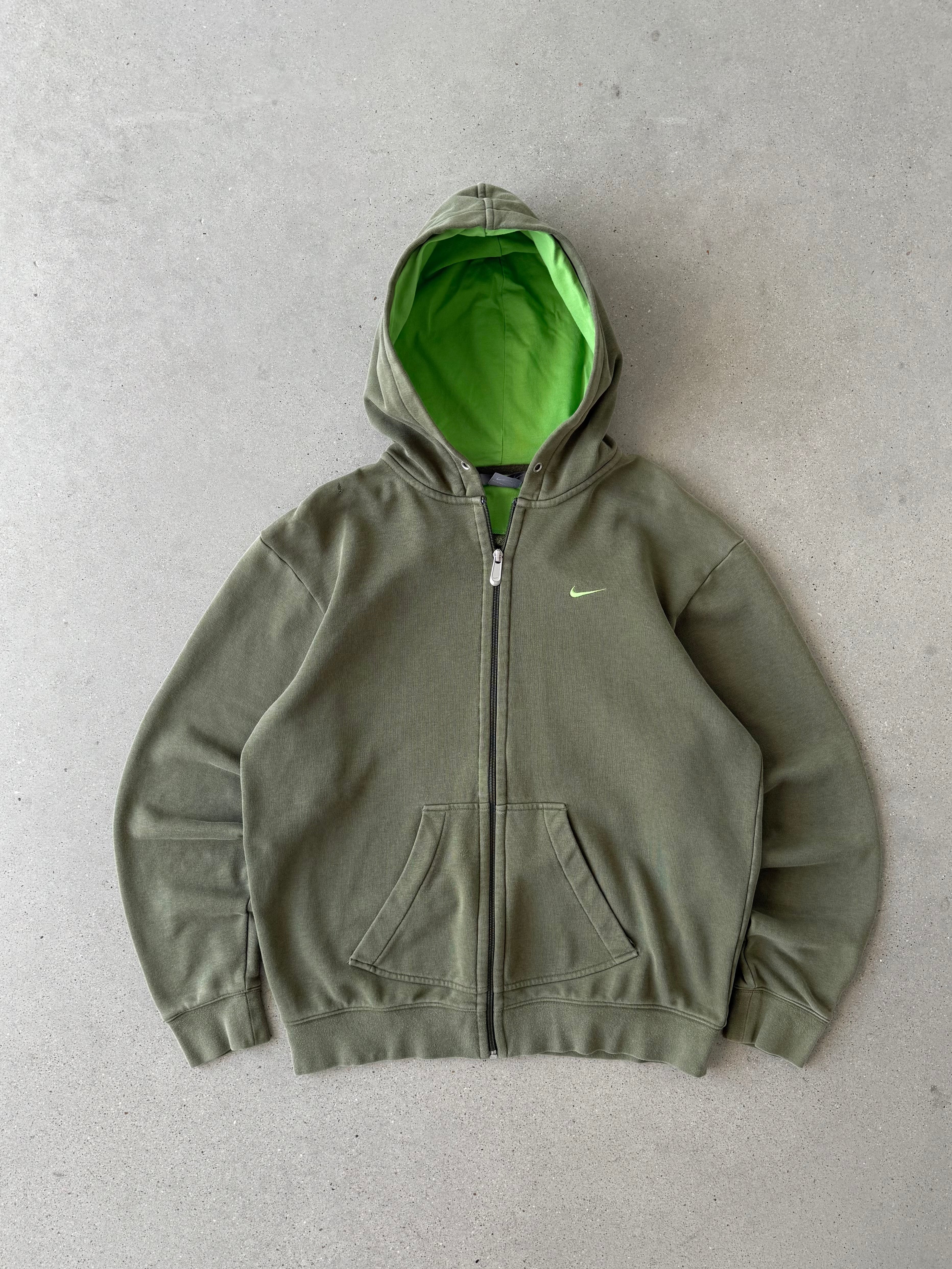 Vintage Nike Green Mini Swoosh Zip-up Hoodie - M