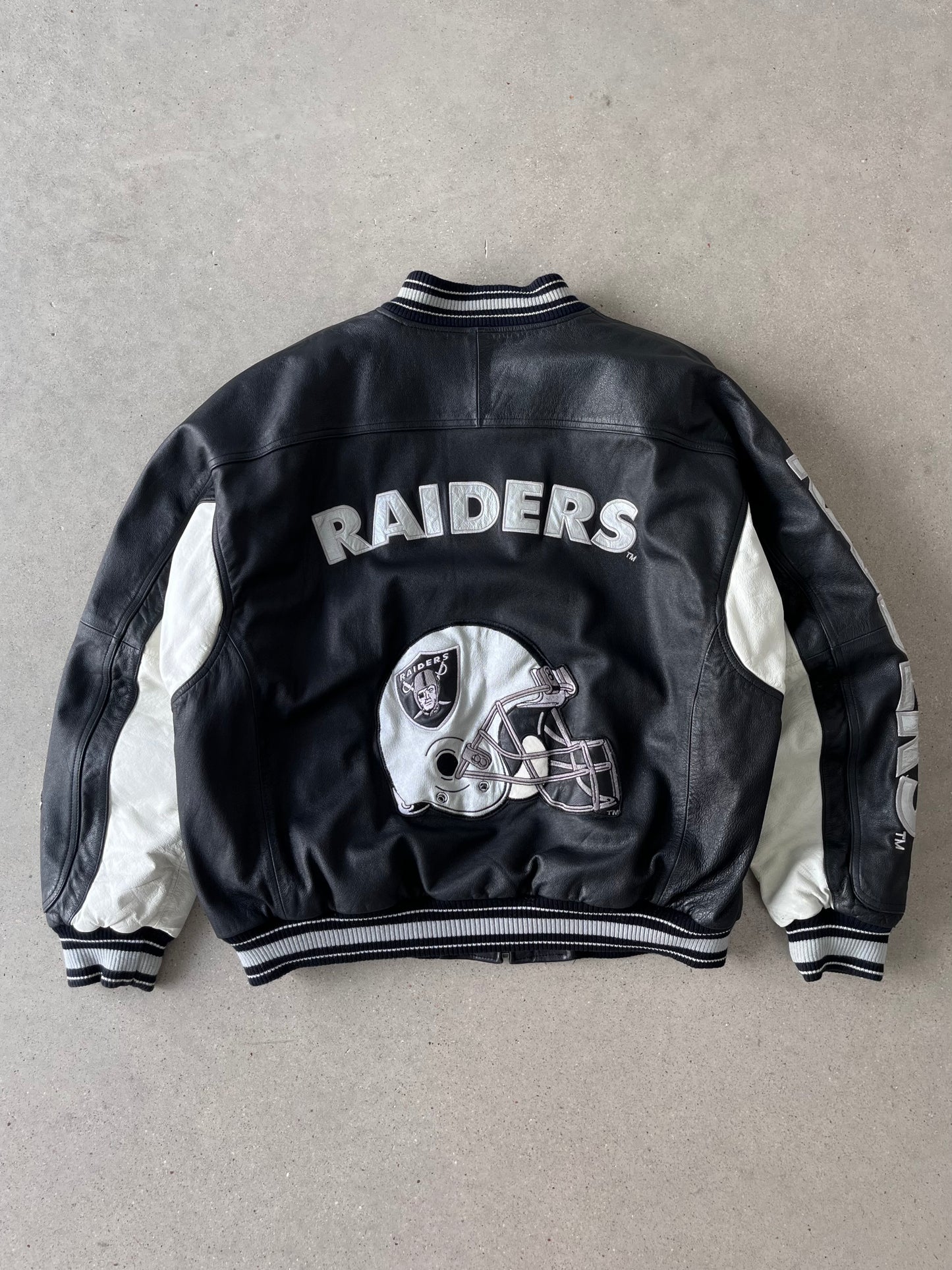 Vintage Oakland Raiders Leather Boxy Jacket - XL