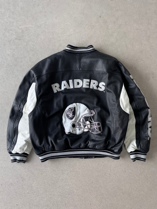 Vintage Oakland Raiders Leather Boxy Jacket - XL