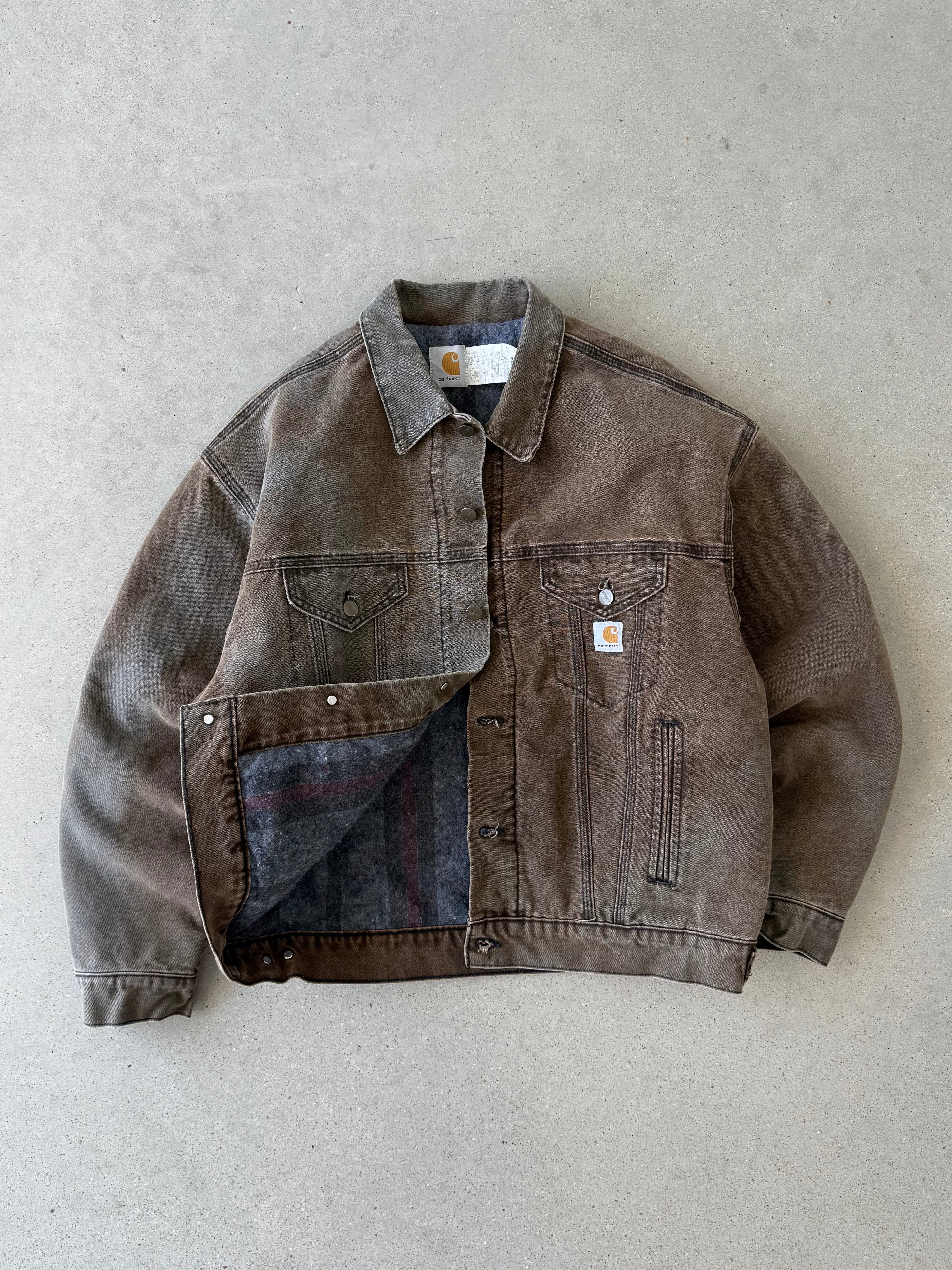 Vintage Carhartt JB182 Rust Denim Jacket - L