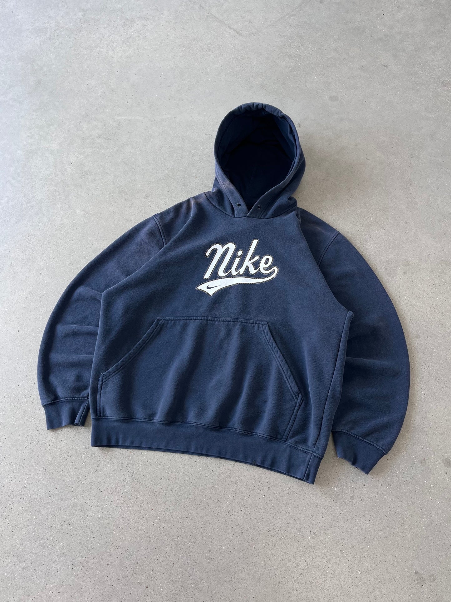 Vintage 2000s Nike Spell-out Navy Hoodie - L