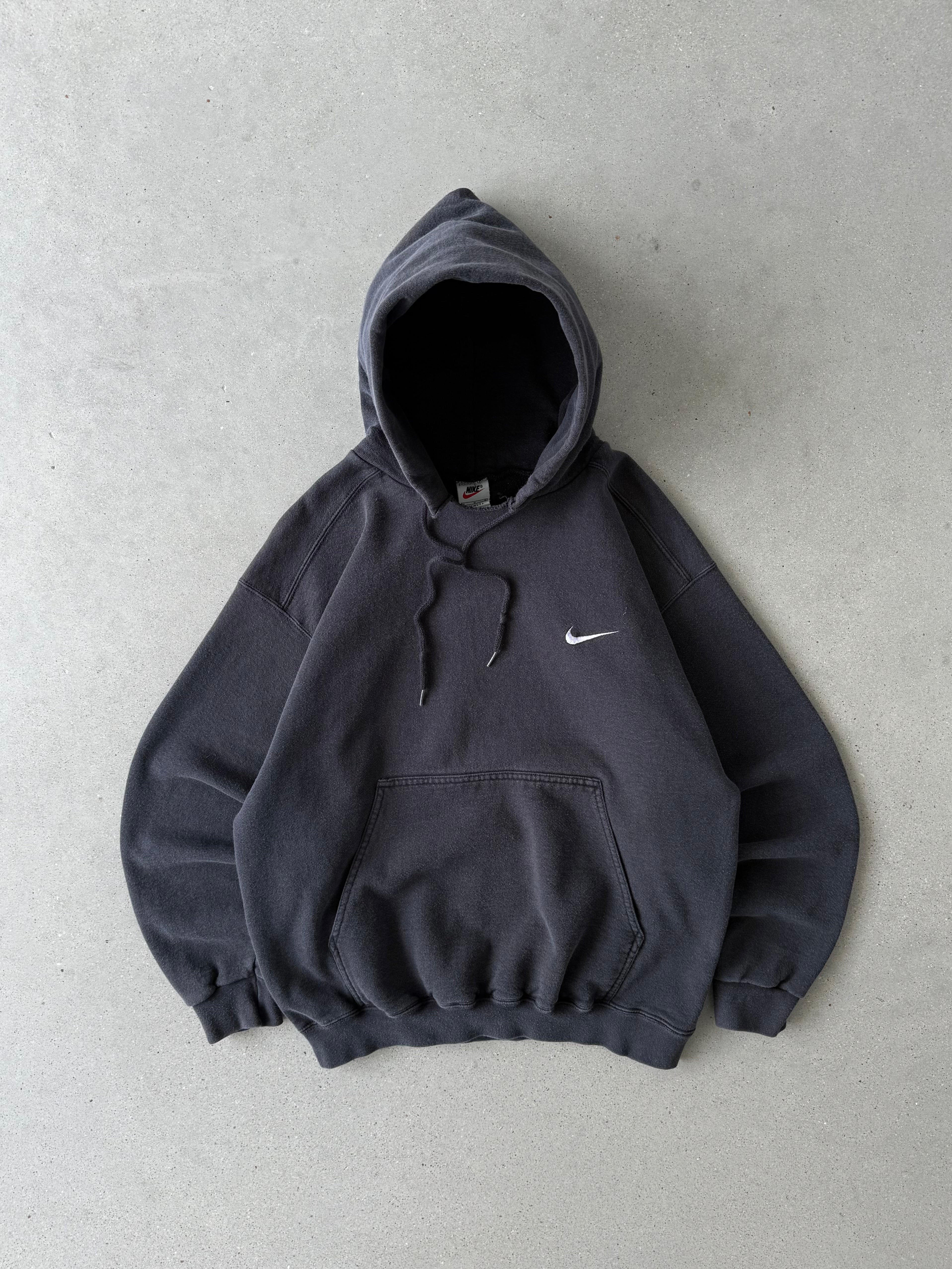 Vintage 1990s Nike Black Mini Swoosh Hoodie - M