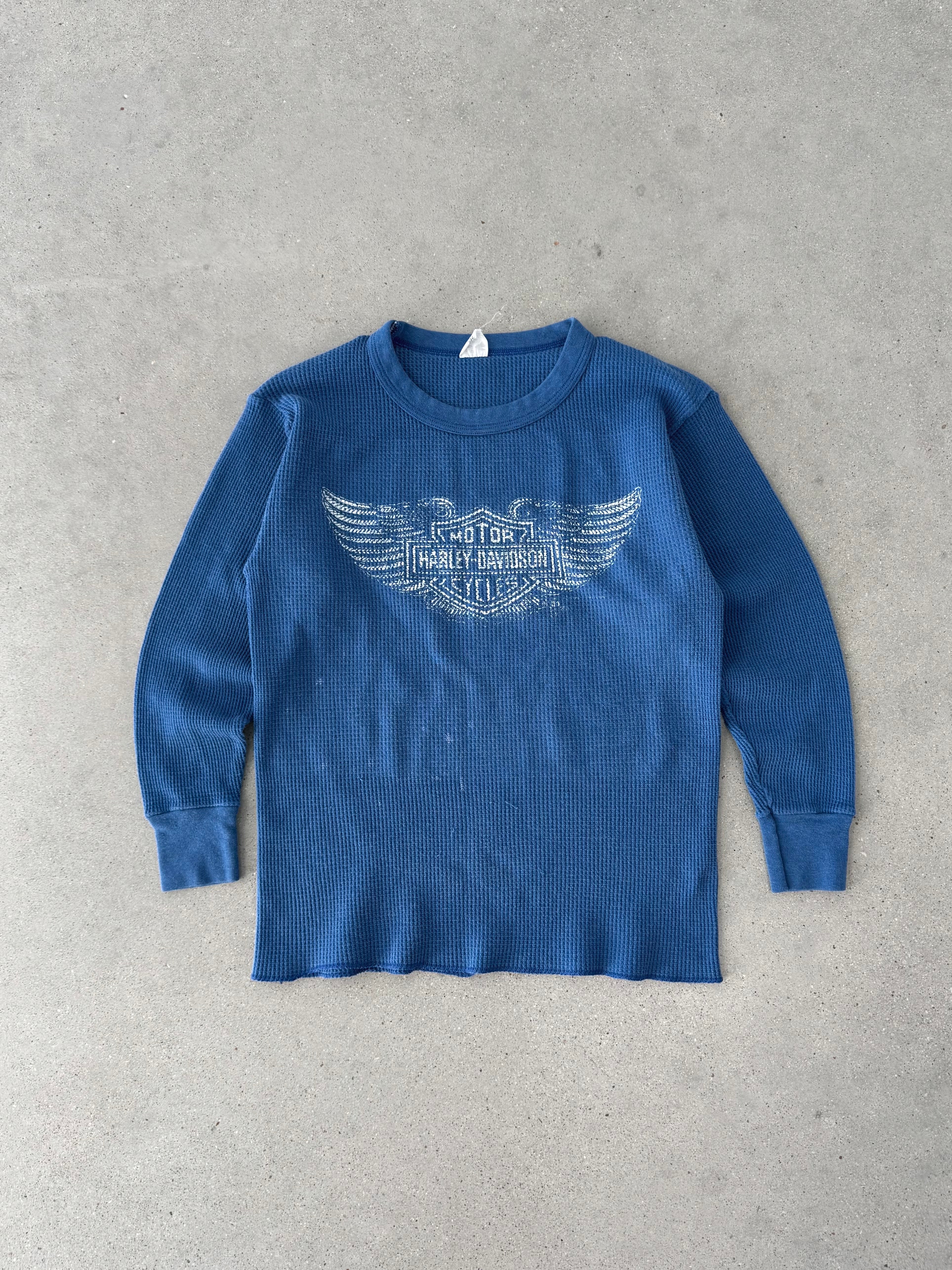 Vintage 1980s Harley Davidson Blue Thermal - S