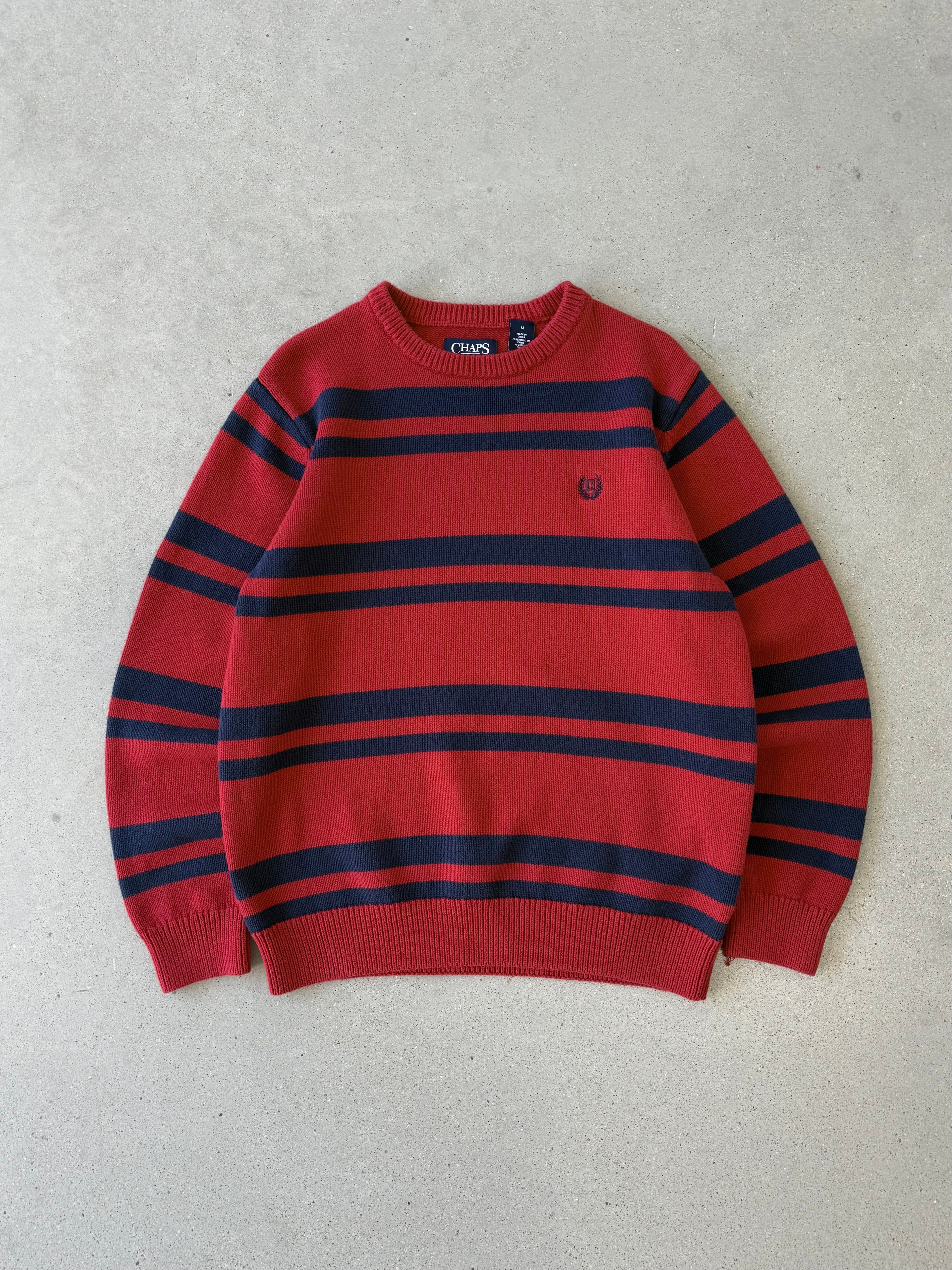 Vintage Chaps Red/Navy Striped Sweater - M