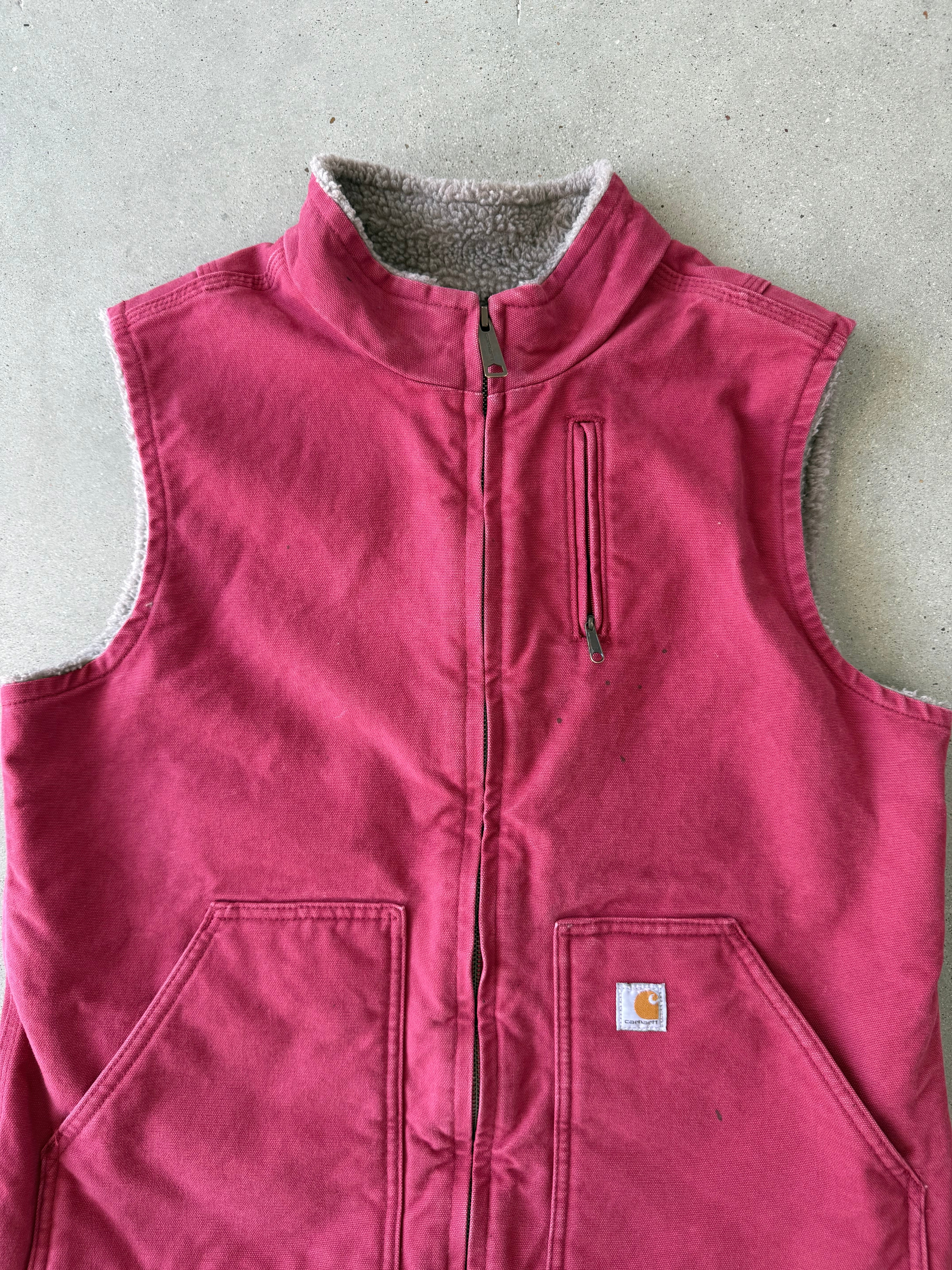 Vintage Carhartt Pink Sherpa-lined Vest - L