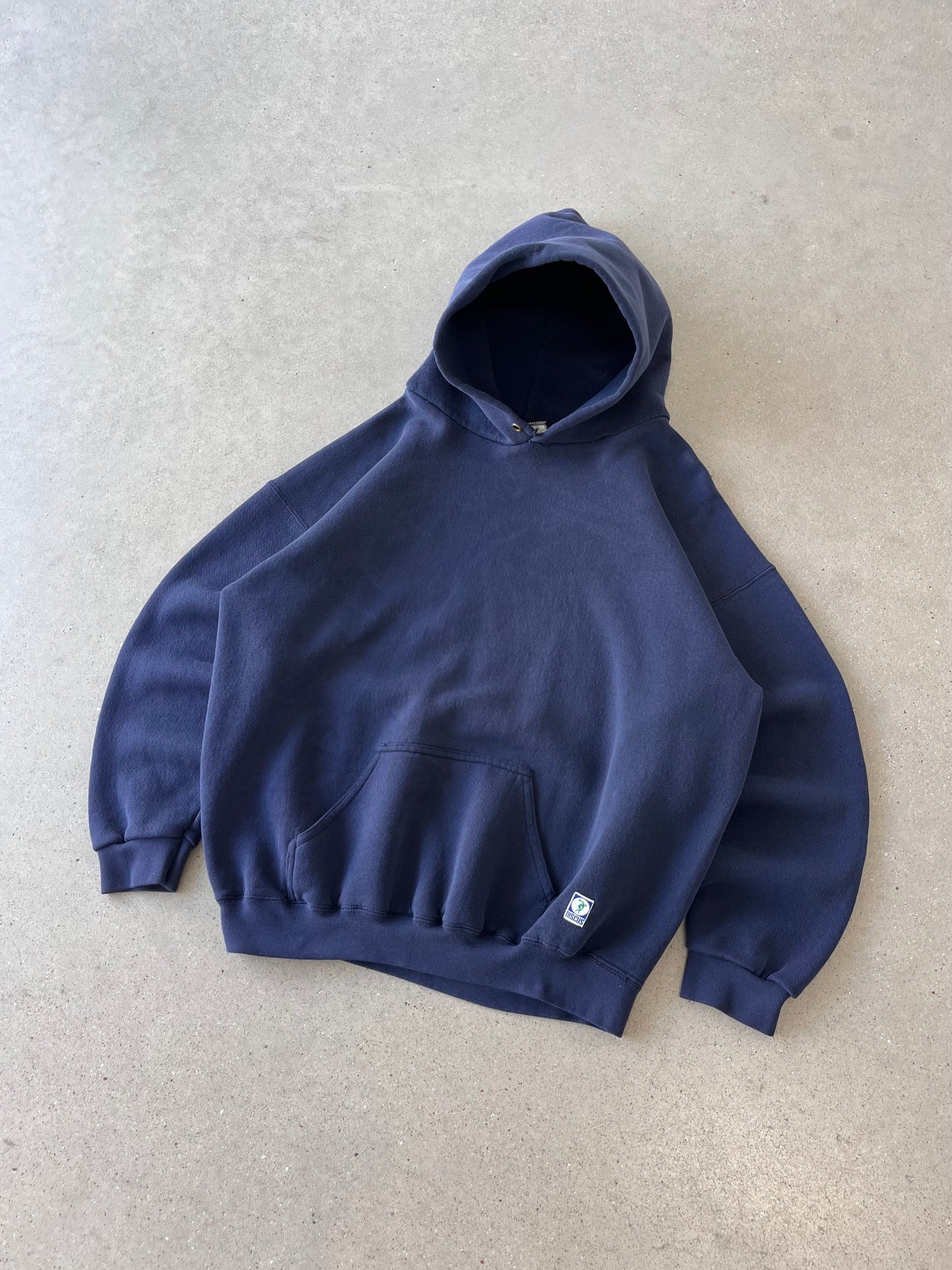 Vintage 90s Navy Discus Athletic Hoodie - XL