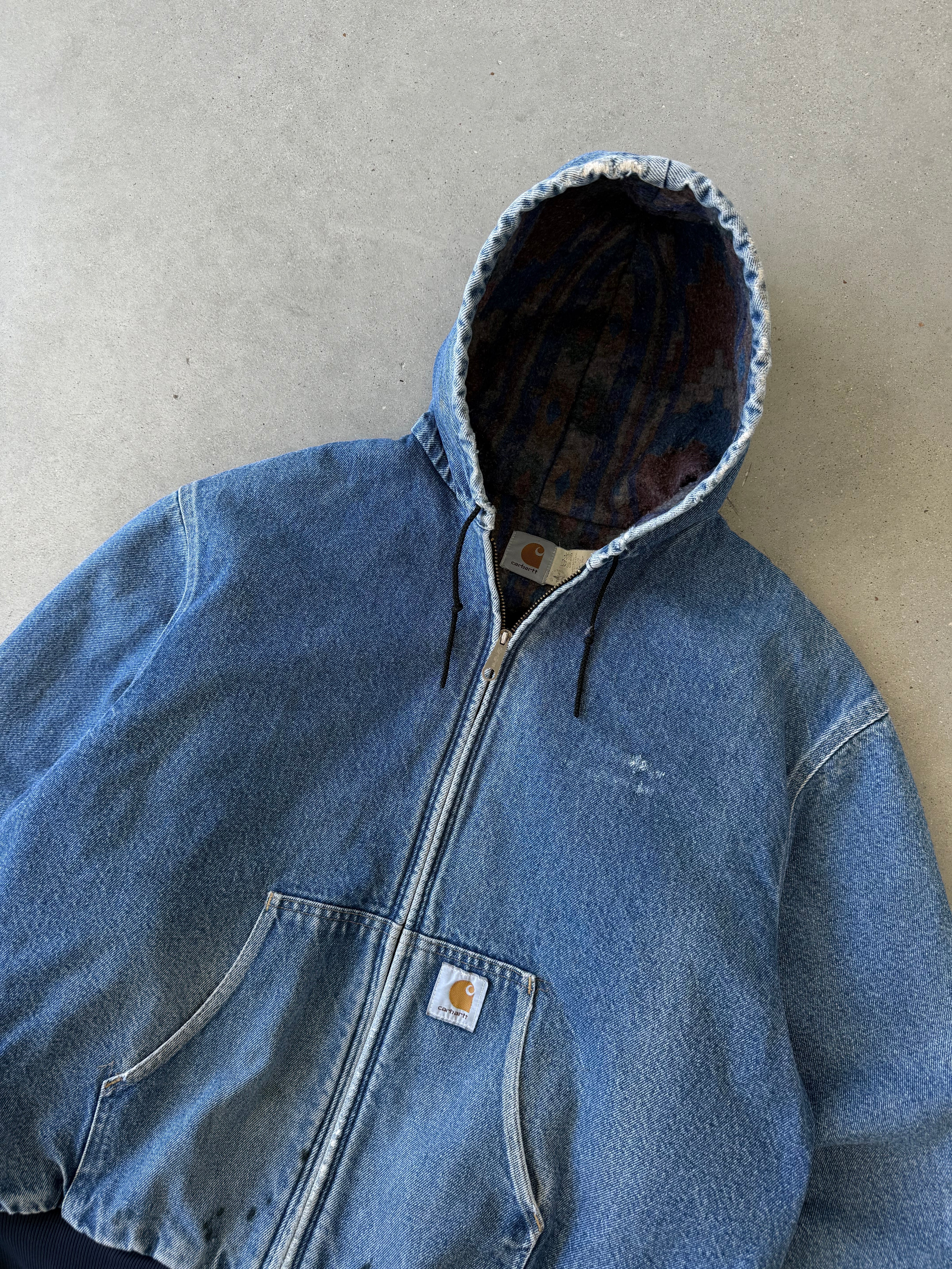 Vintage Carhartt Denim JB848 Aztec Blanket-lined Active Jacket - XXL
