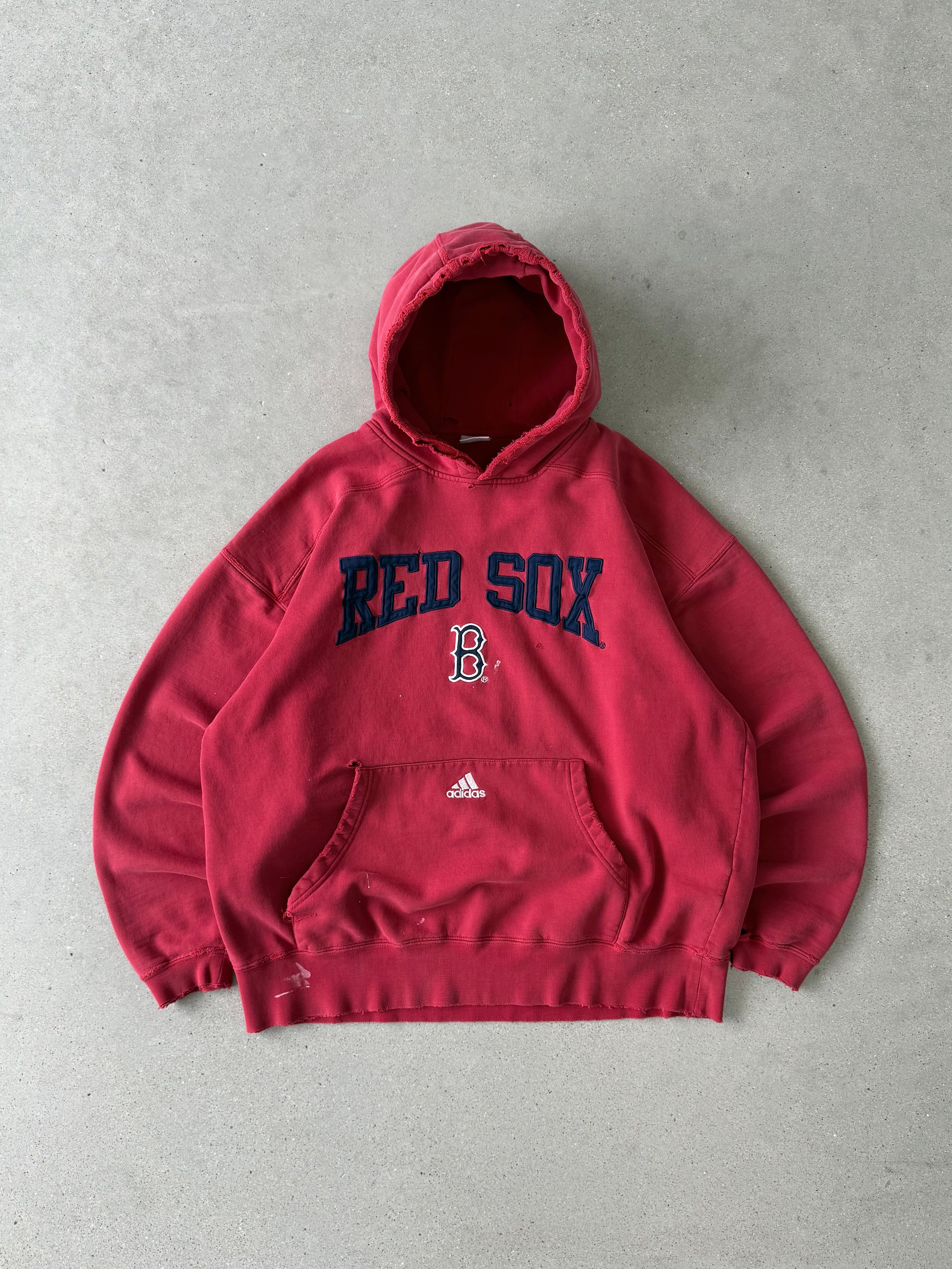 Vintage 2000s Adidas Distressed Red Sox Hoodie - L