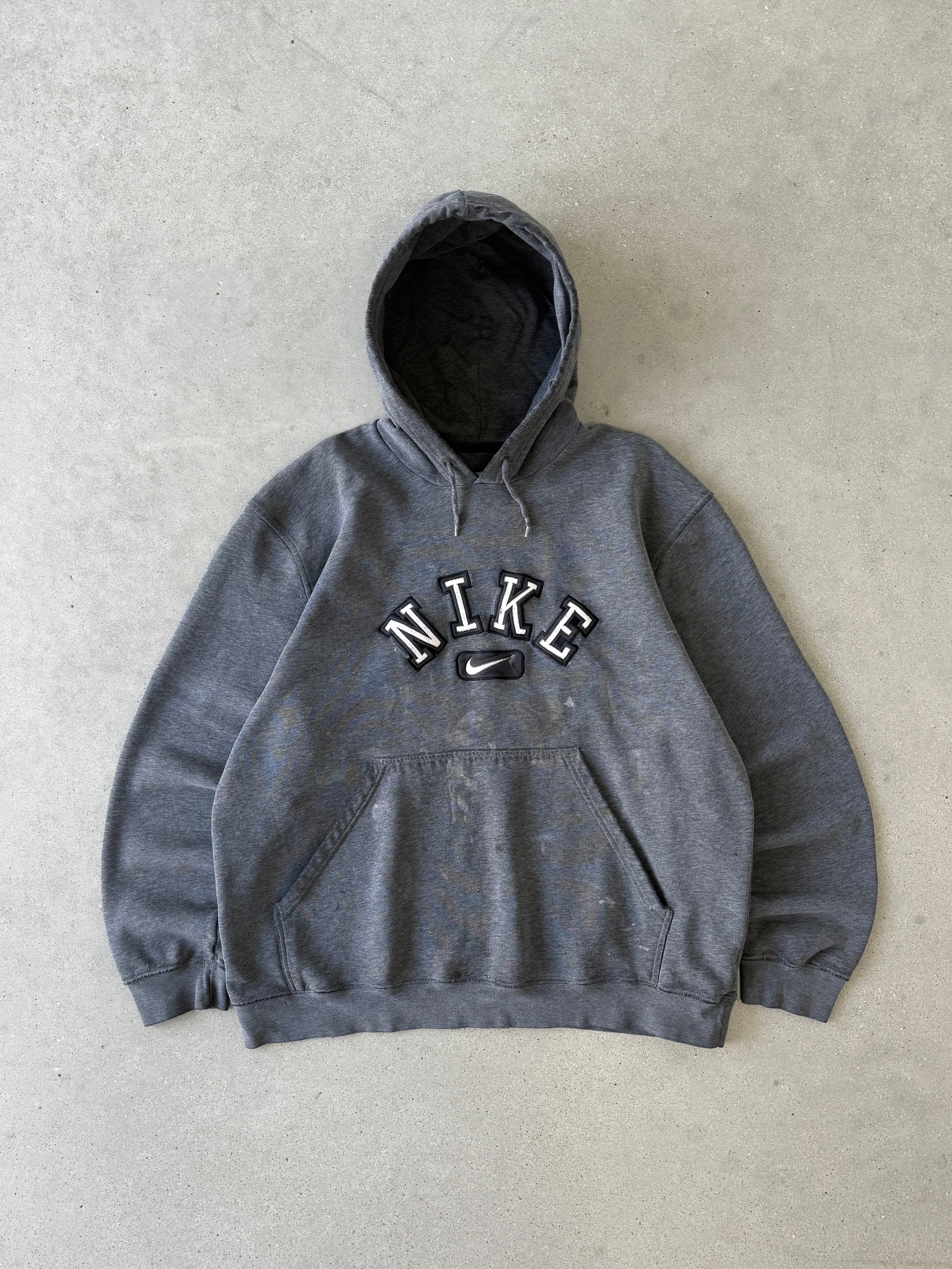 Vintage Nike Spell-out Gray Hoodie - XL