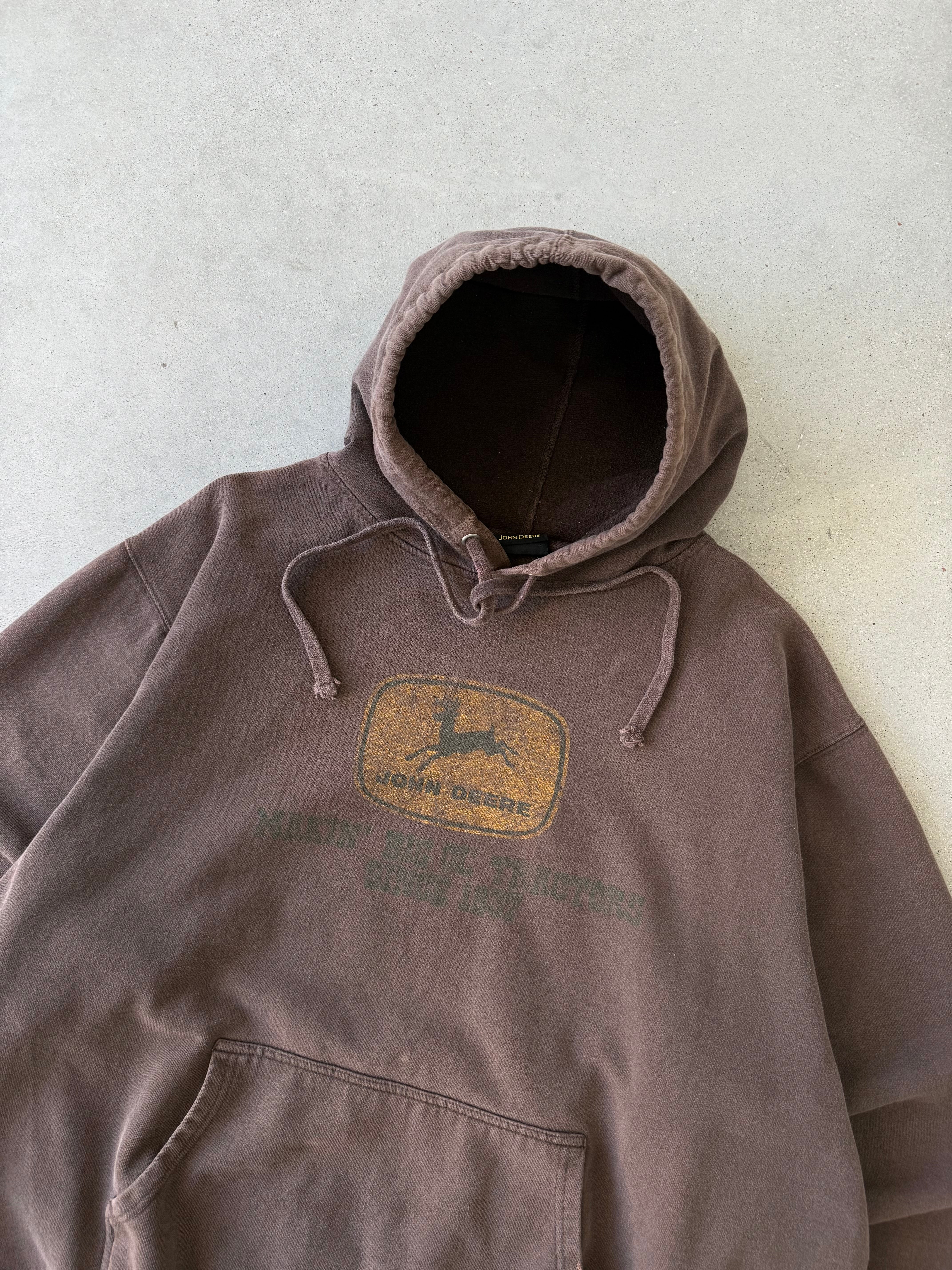 Vintage John Deere Brown Hoodie - XXL