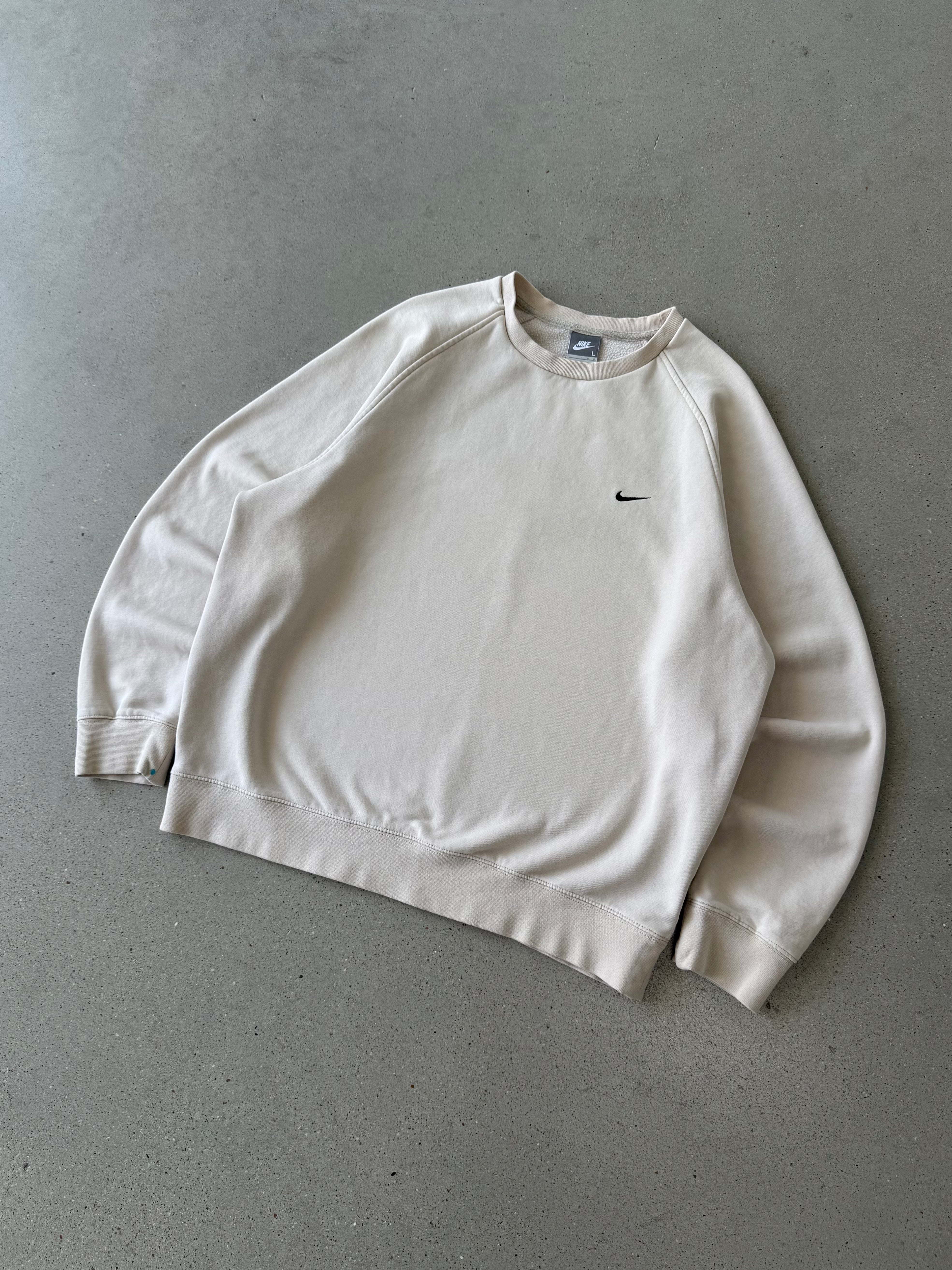 Vintage Nike Mini Swoosh Cream Crewneck - L