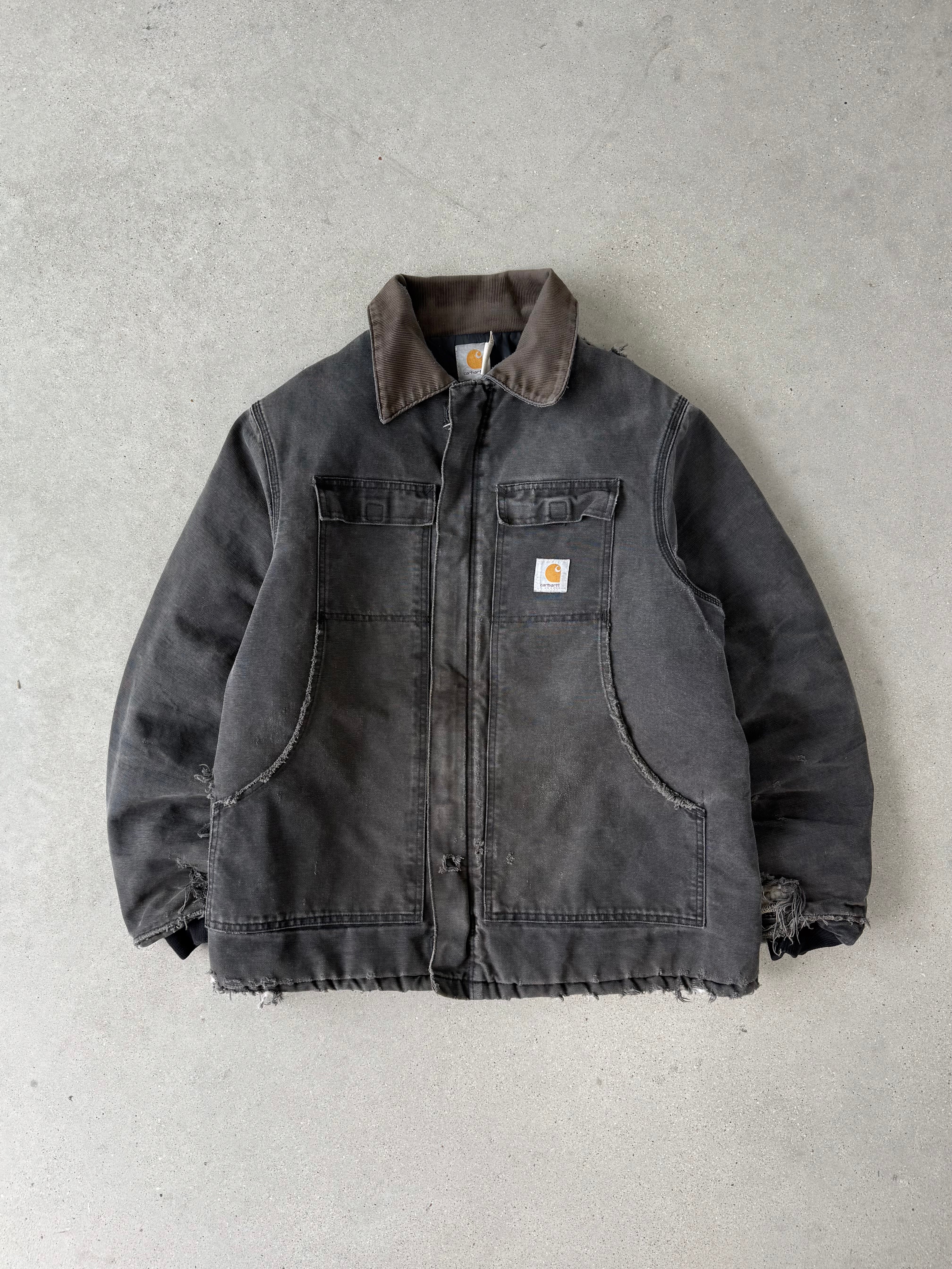 Vintage Carhartt Distressed Black Chore Coat - L