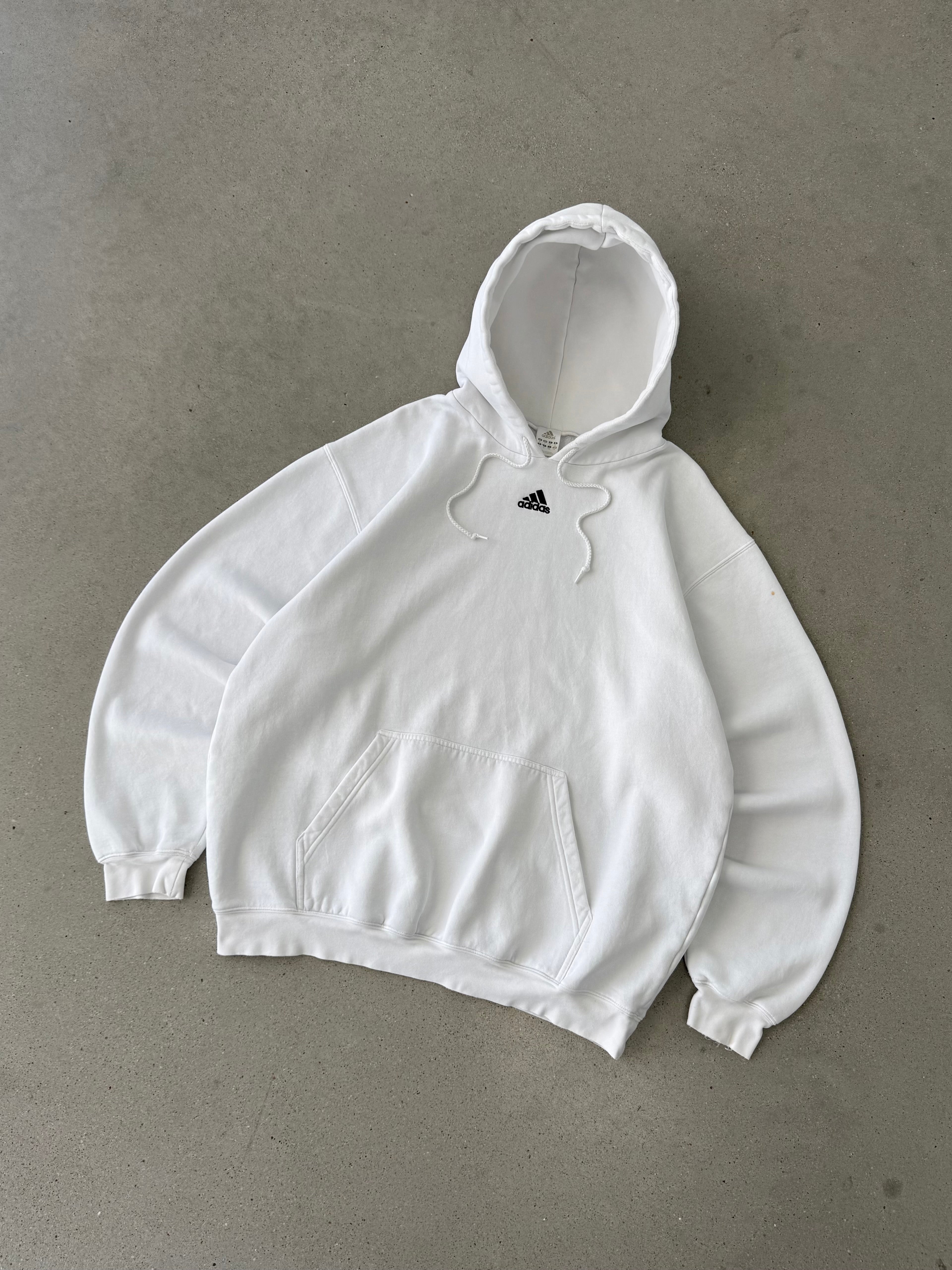 Vintage 2000s Adidas Center Logo White Hoodie - L