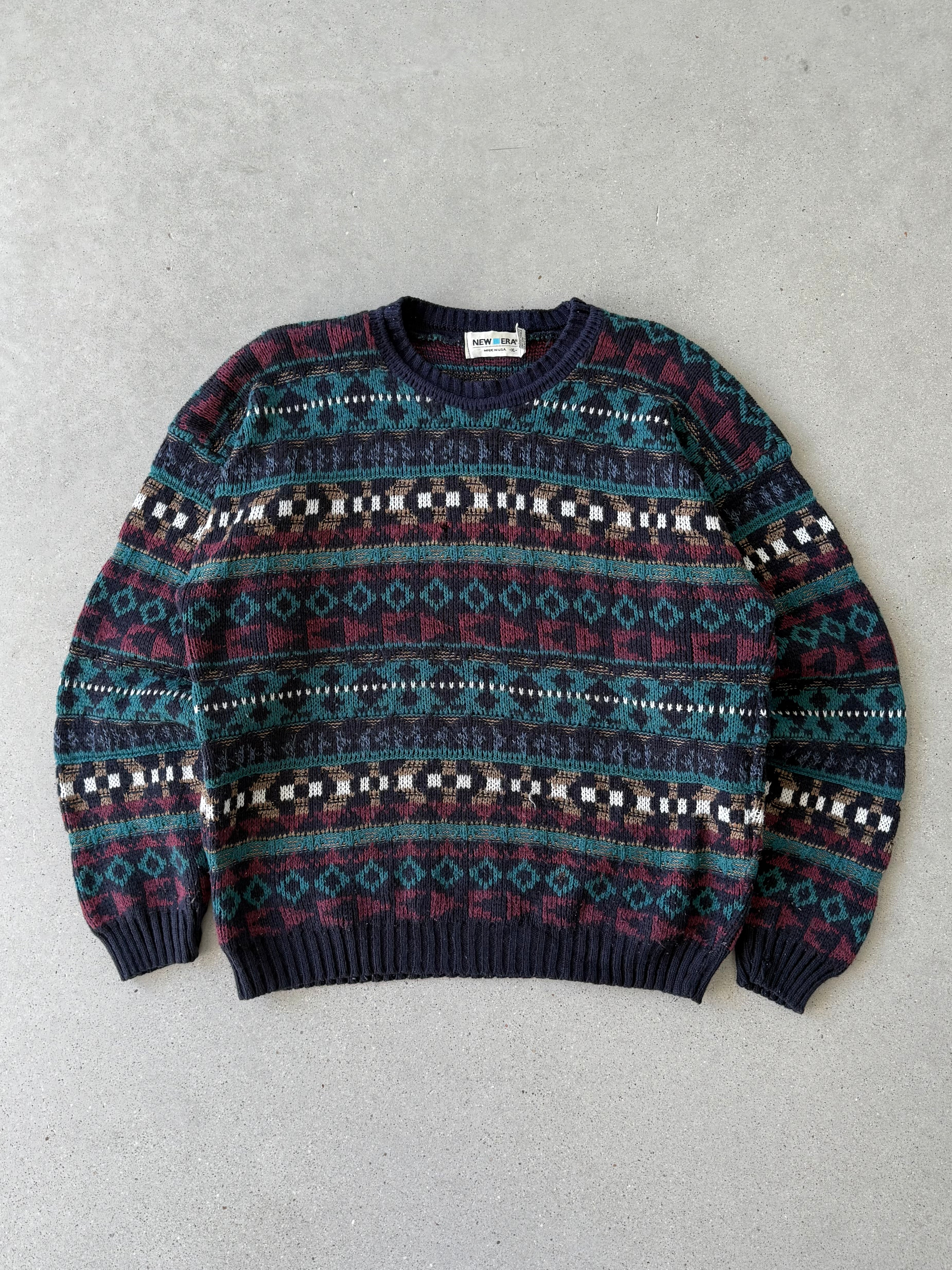 Vintage New Era Multicolored Knitted Sweater - XL