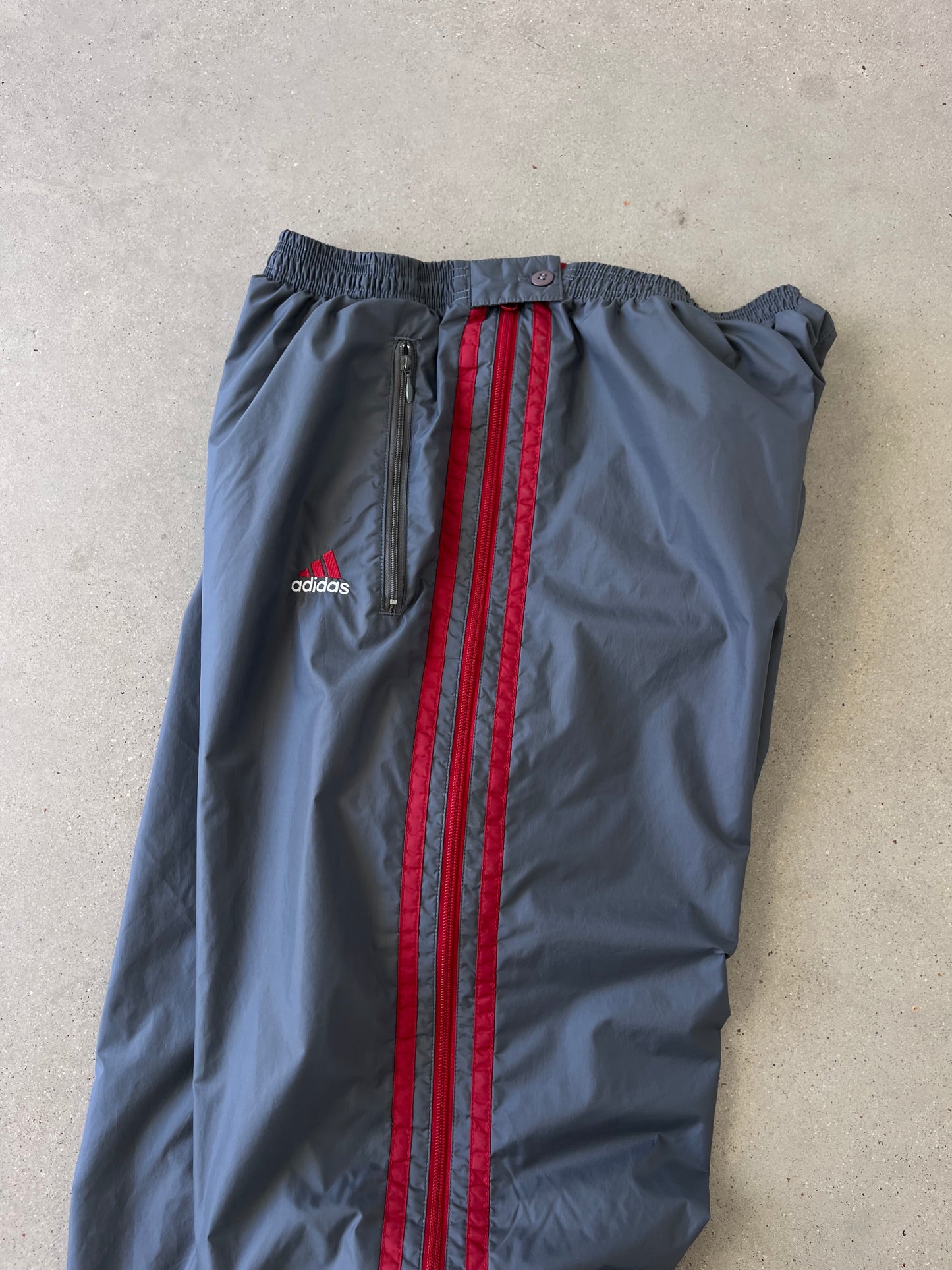 Vintage Adidas Grey/Red Track Pants - XL