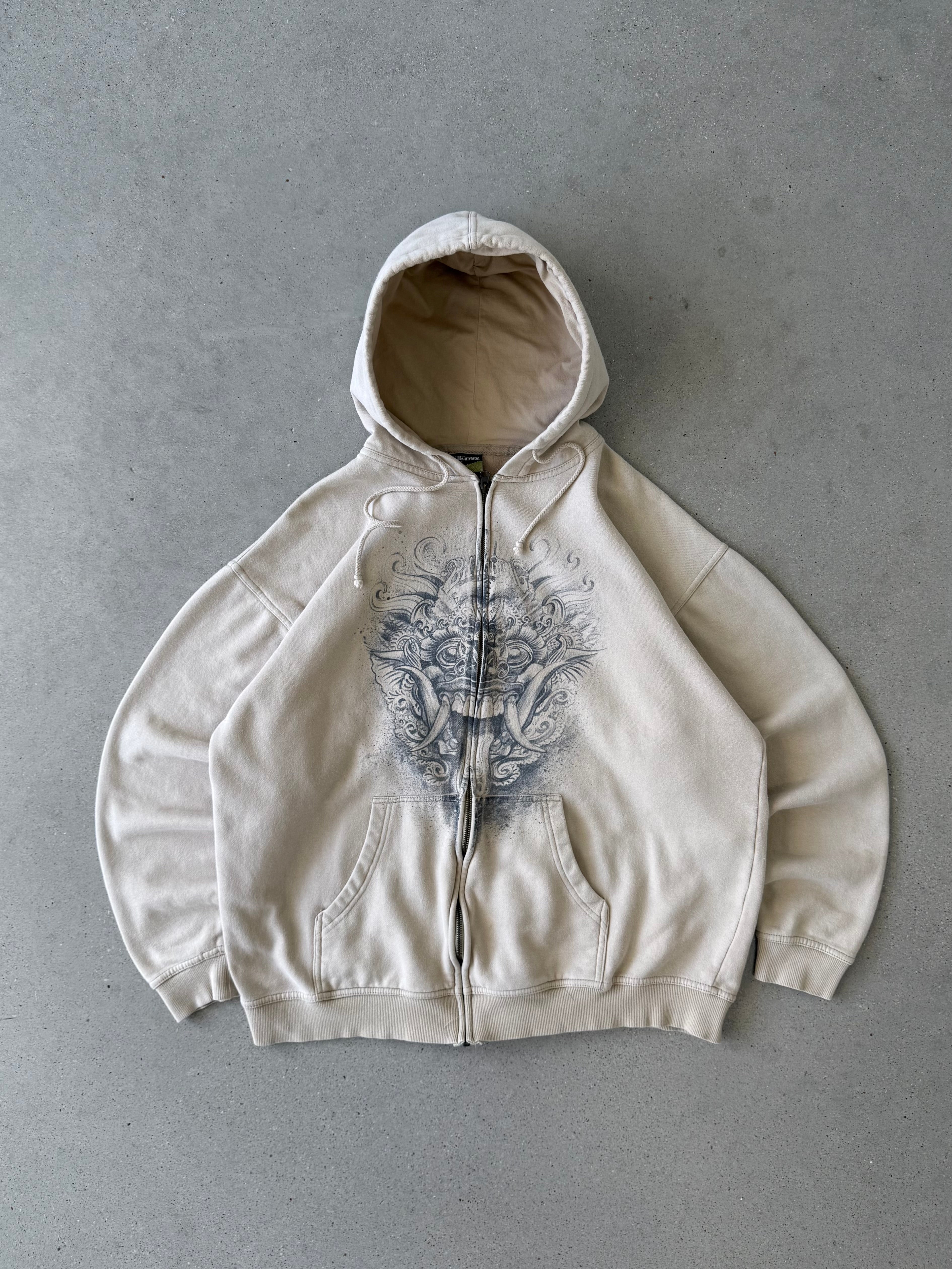 Vintage Billabong Cream Y2K Grunge Zip Up Hoodie- L