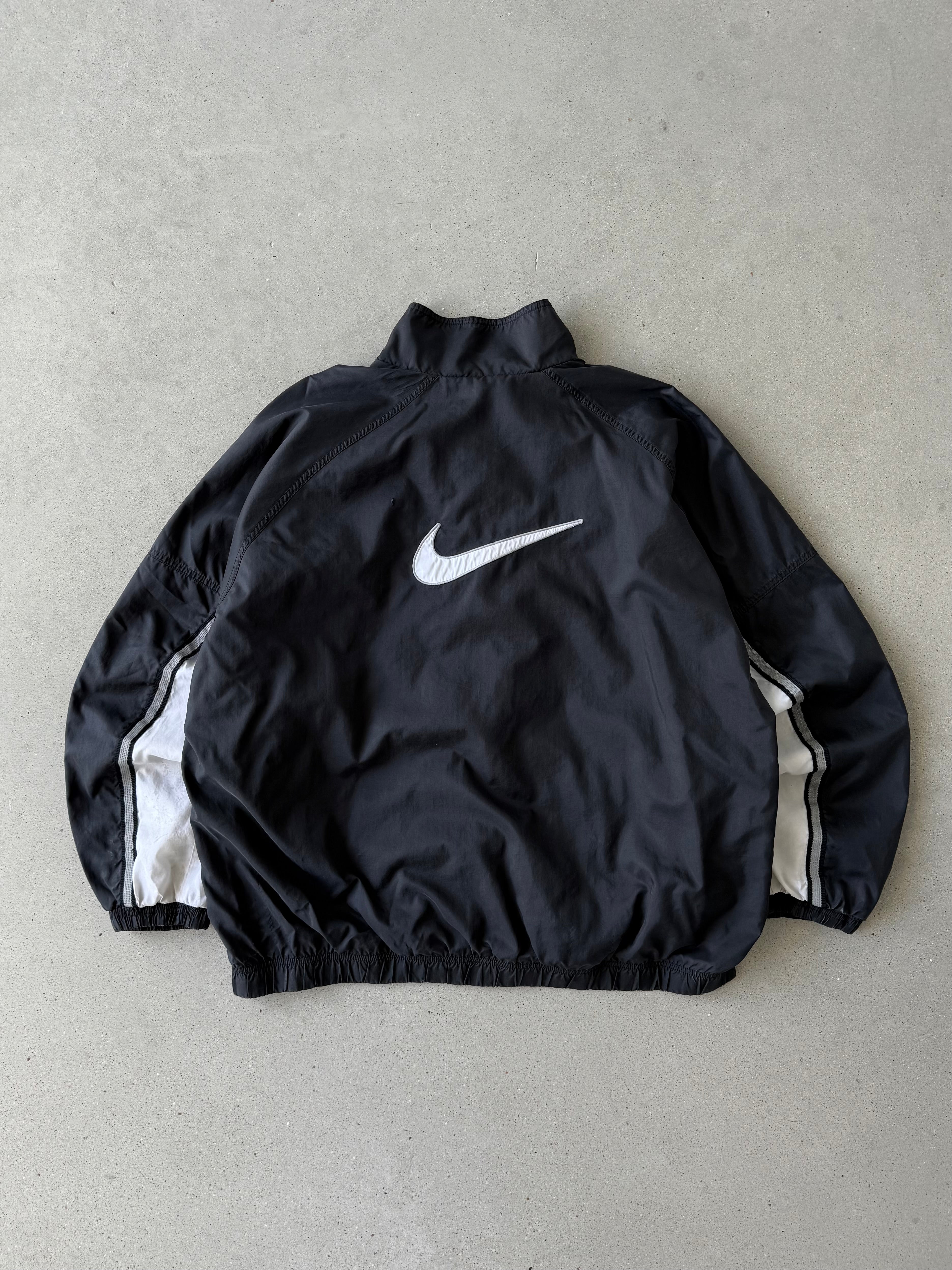 Vintage Nike Big Swoosh Black/White Track Jacket - XL