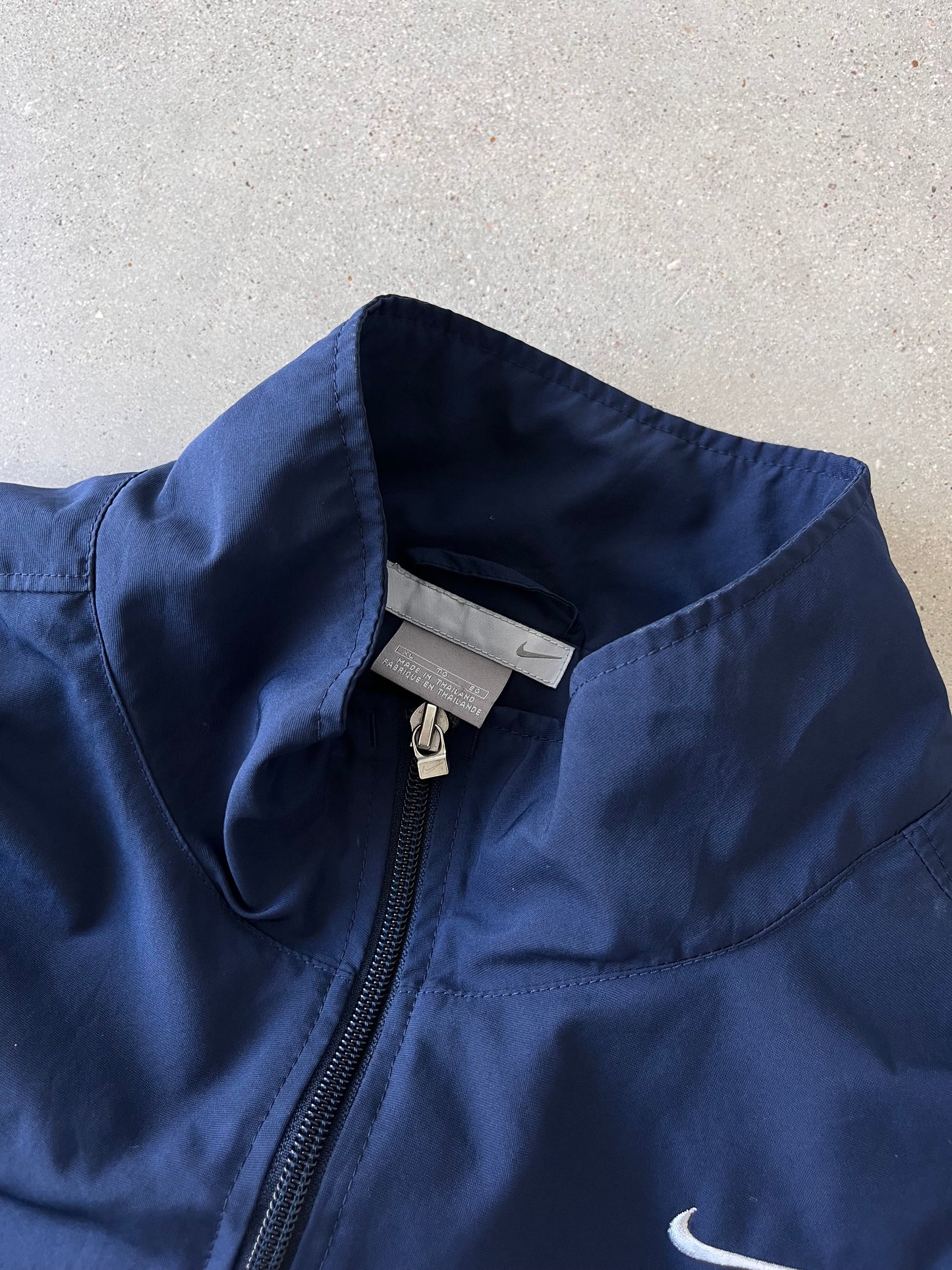 Vintage Nike Mini Swoosh Navy/White Track Jacket - XL