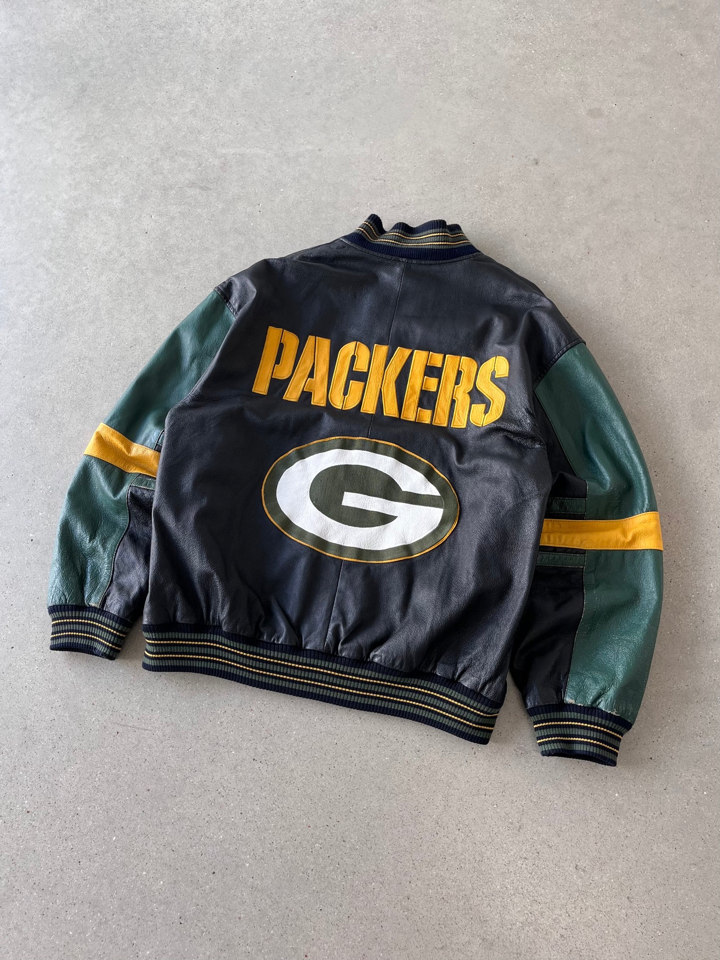 Vintage Green Bay Packers Leather Jacket - L