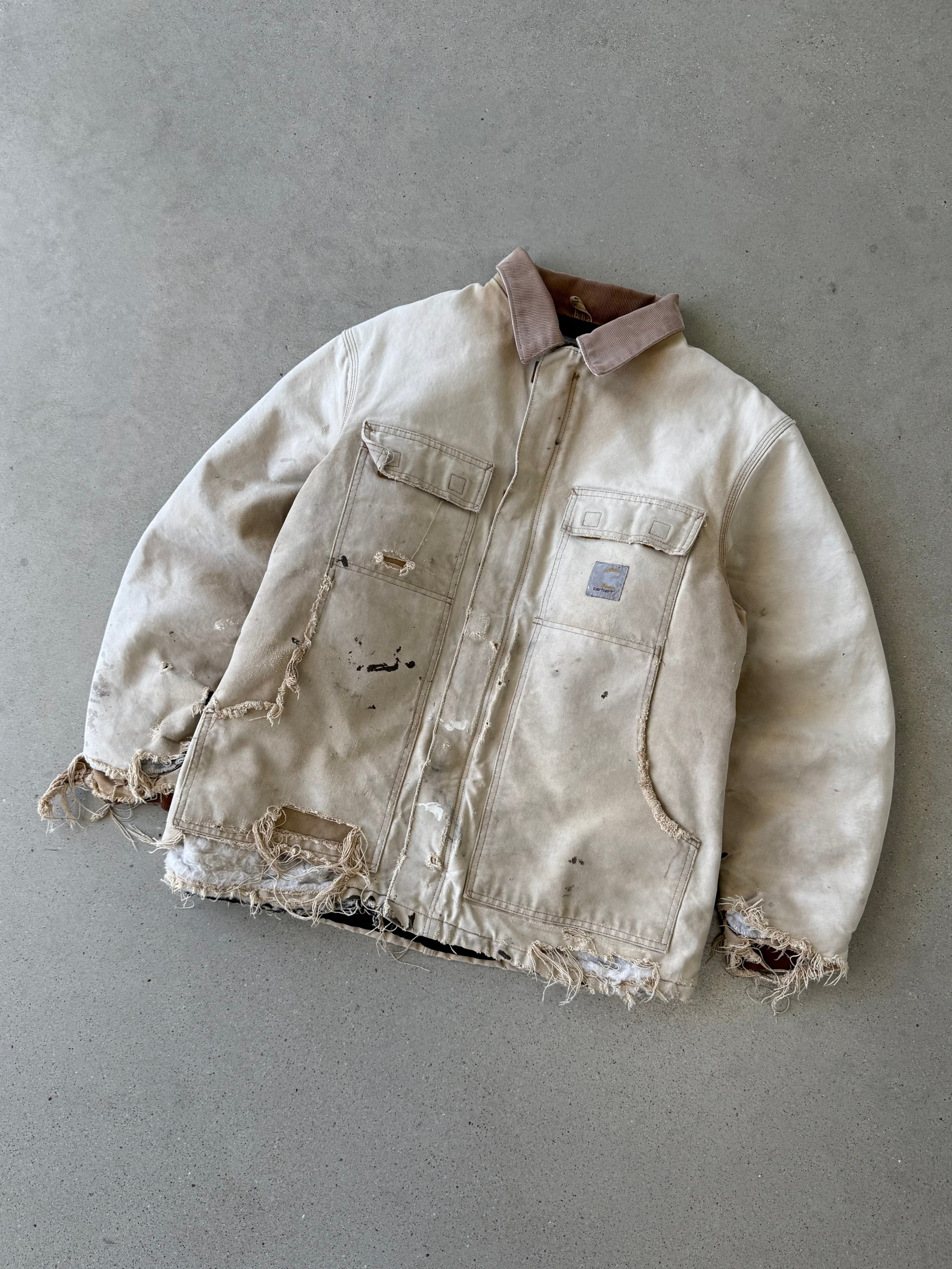 Vintage Carhartt Distressed Tan Chore Coat - L