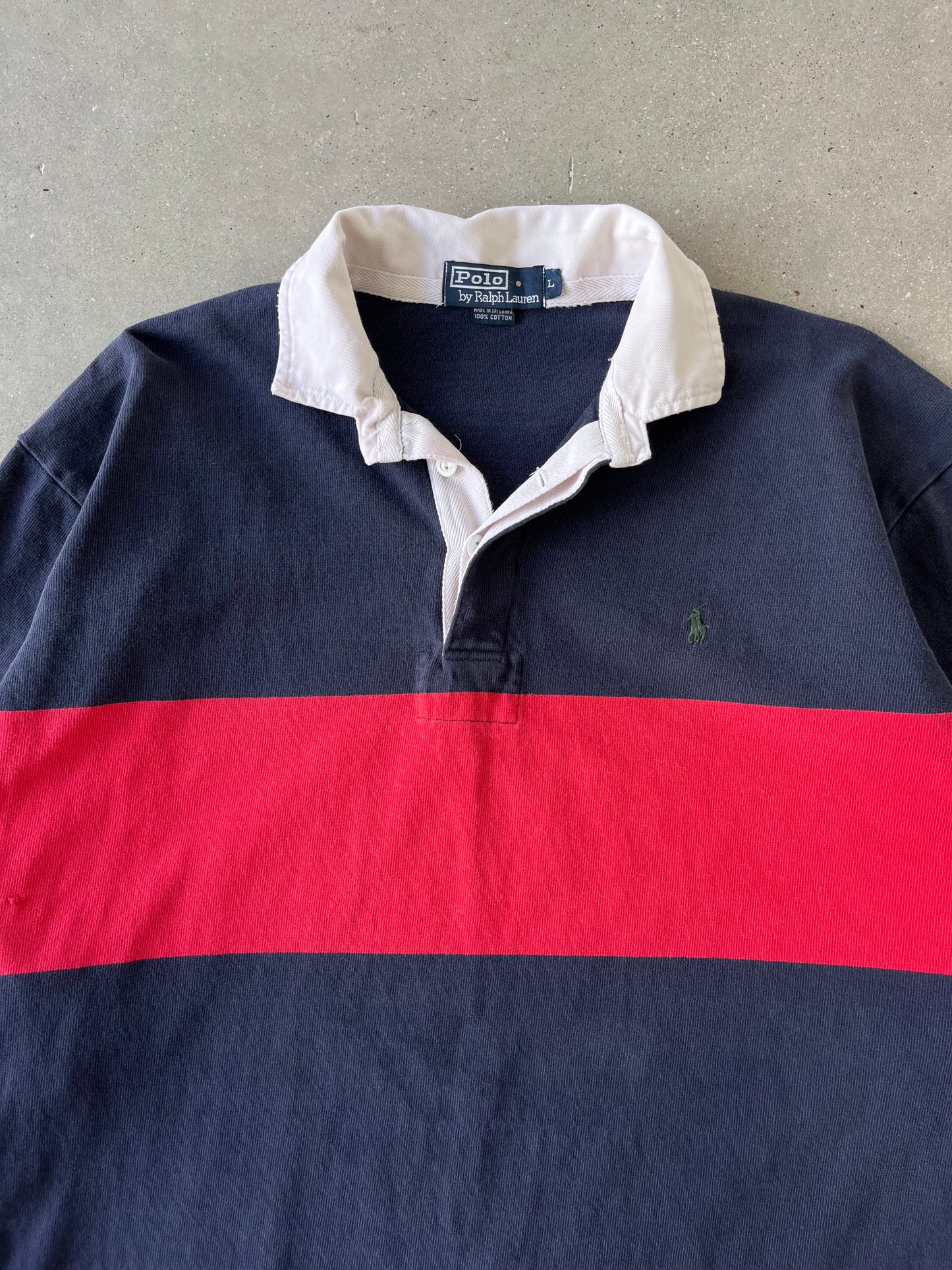 Vintage Polo Ralph Lauren Red/Navy Striped Long Sleeve - L