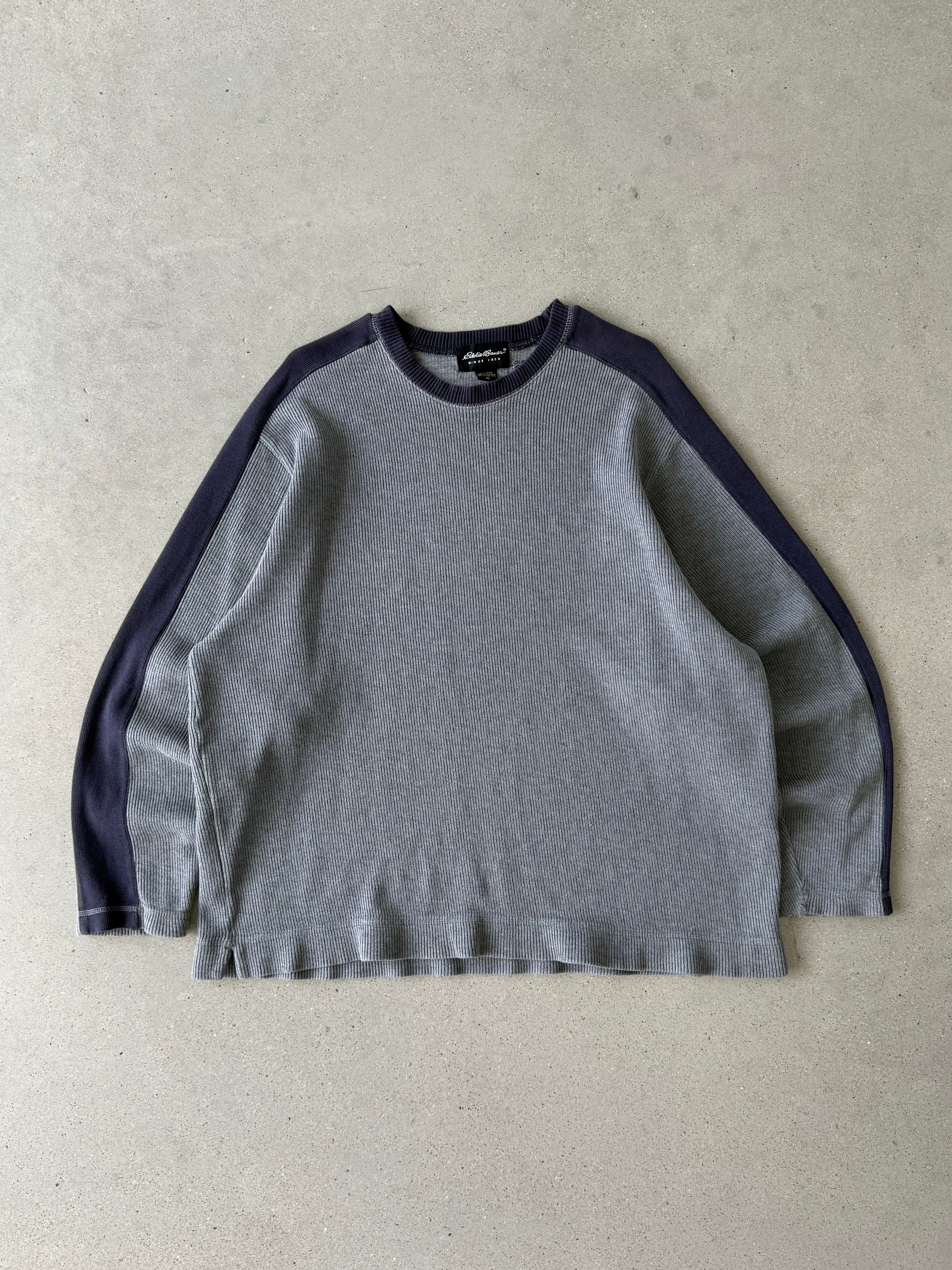 Vintage Eddie Bauer Striped Gray Sweater - XL