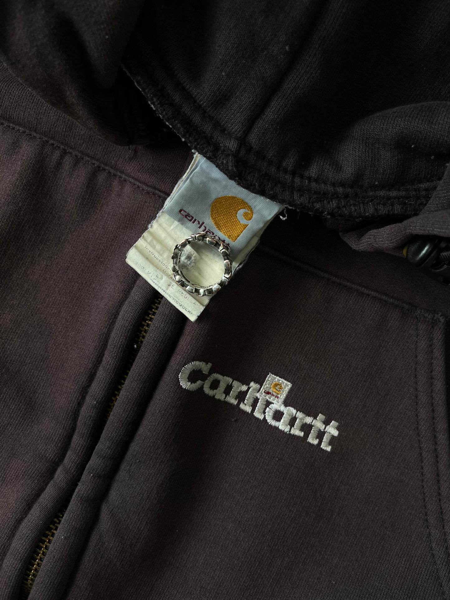 Vintage 90s Faded Carhartt Waffle-Lined ZipUp Hoodie - XL