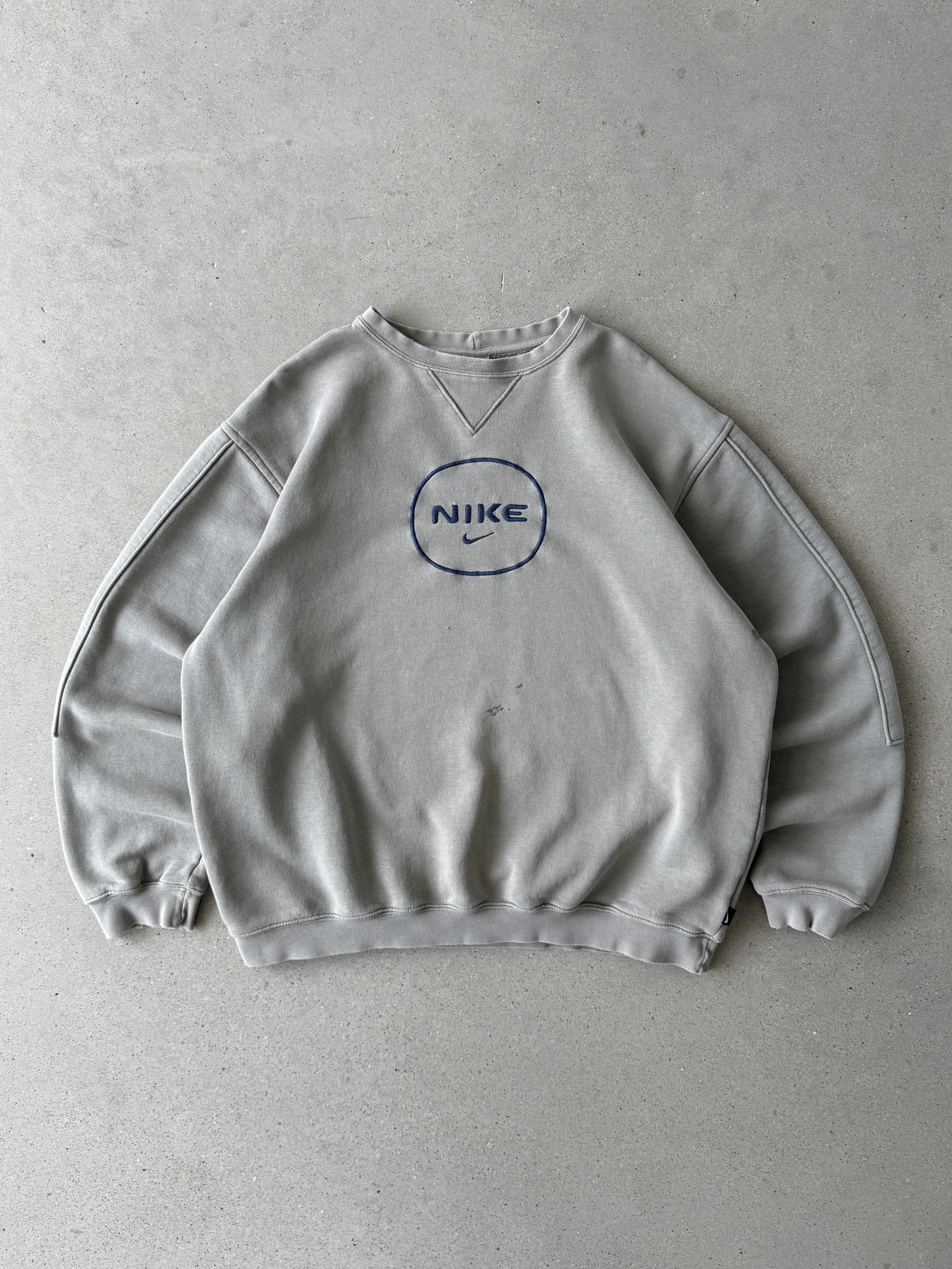 Vintage Nike Spellout Cream Sweatshirt - L