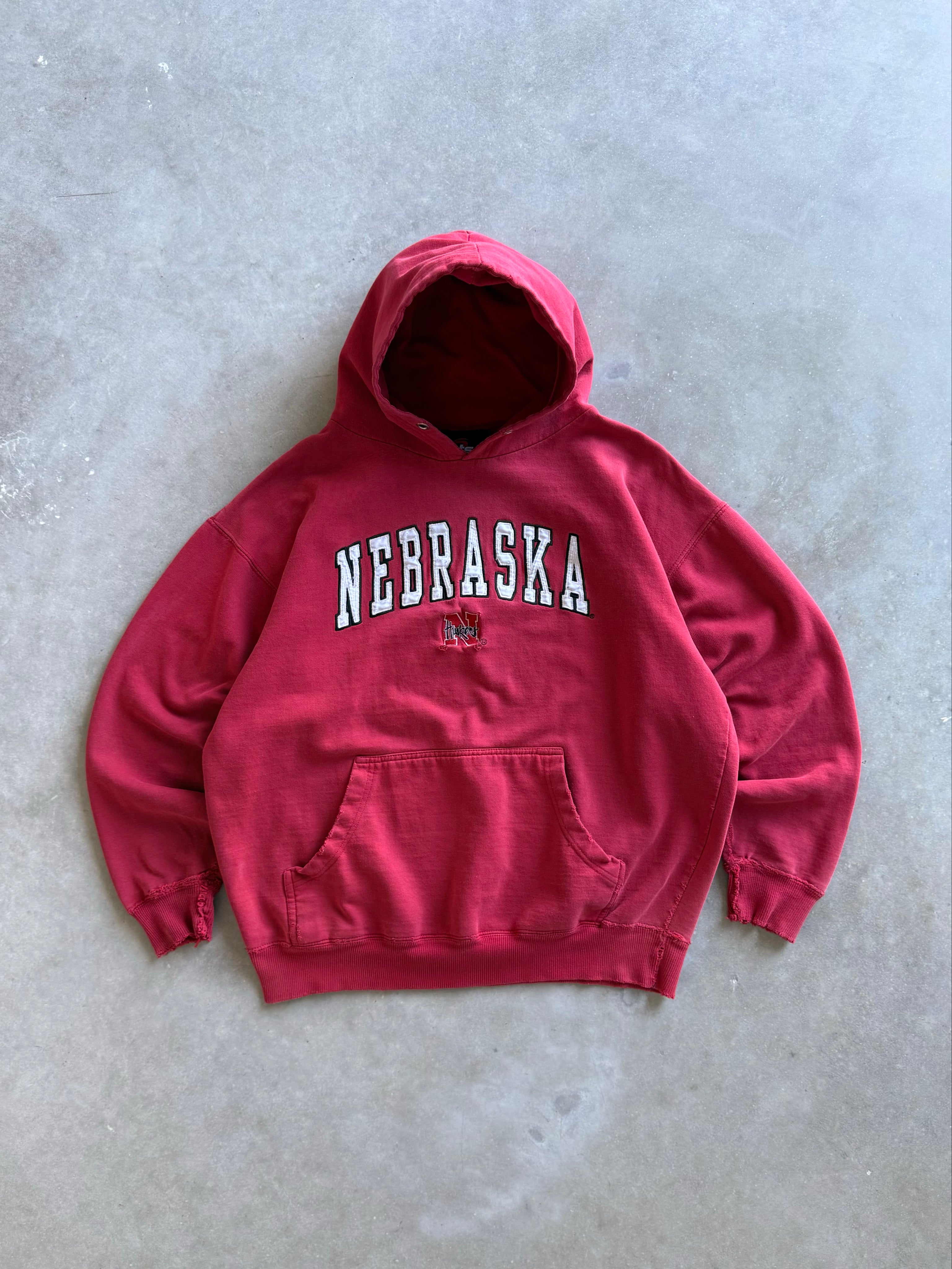Vintage 2000s Nebraska Distressed Boxy Hoodie (L)