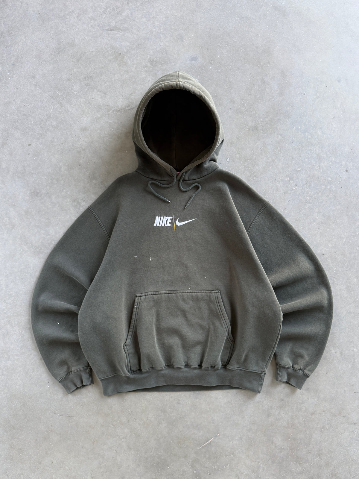 Vintage 1990s Nike Embroidered Olive Hoodie (XL)