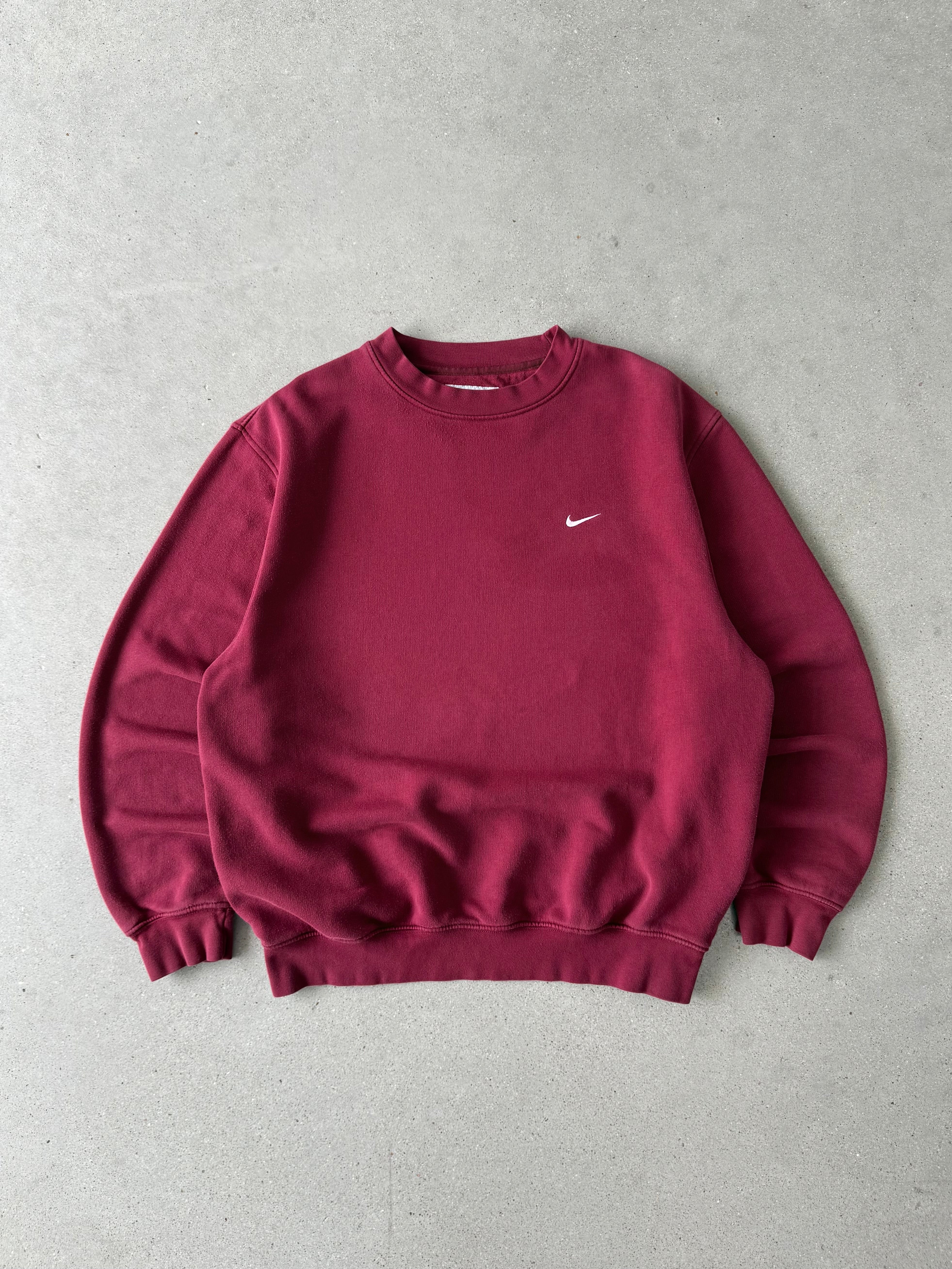Vintage Nike Red Wine Mini Swoosh Sweatshirt - M