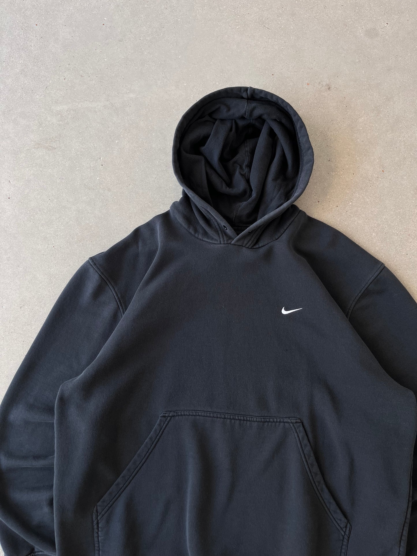 Vintage Nike Mini Swoosh Black Hoodie - XL