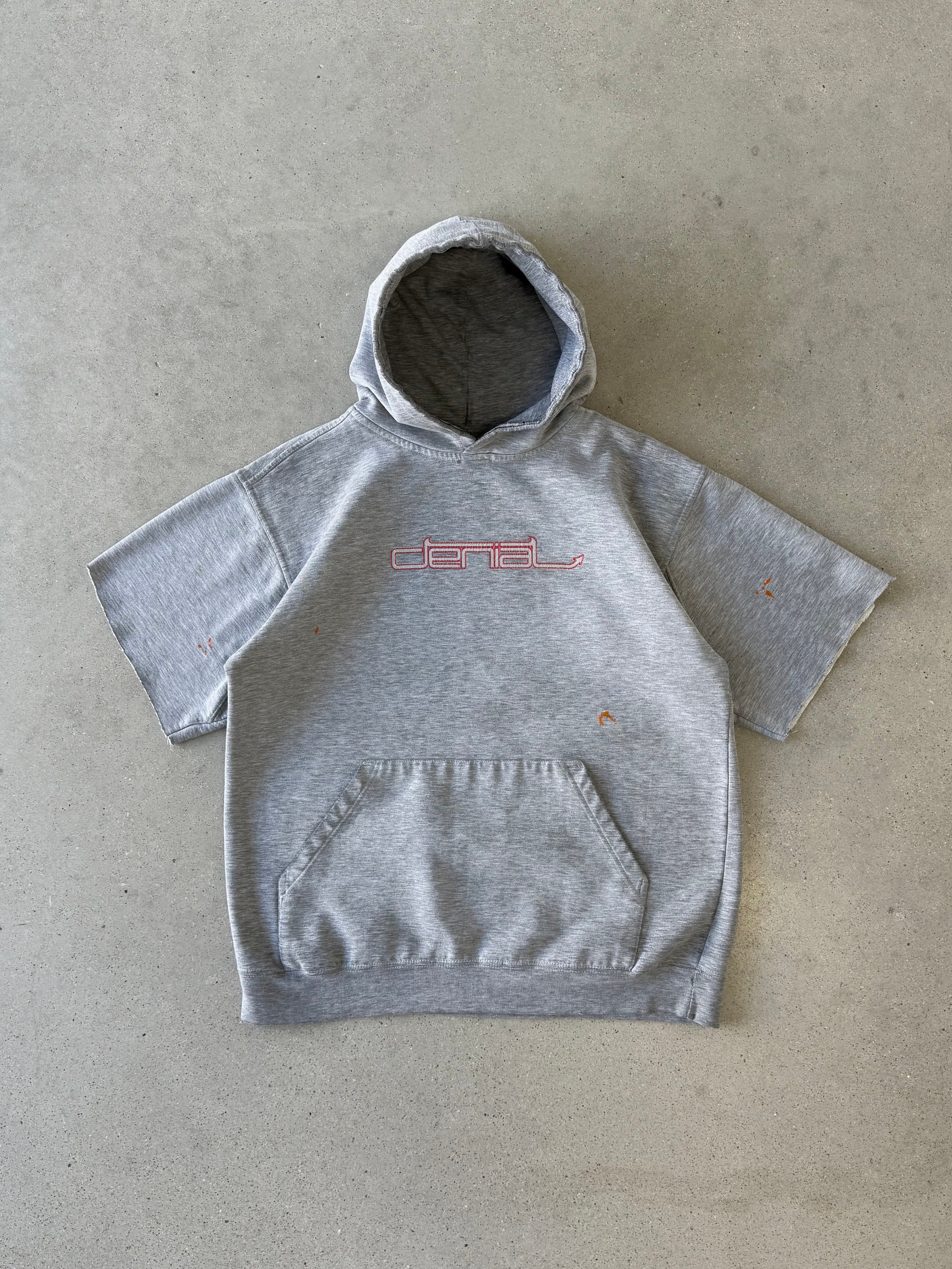 Vintage Denial Band Cut-off Hoodie - M