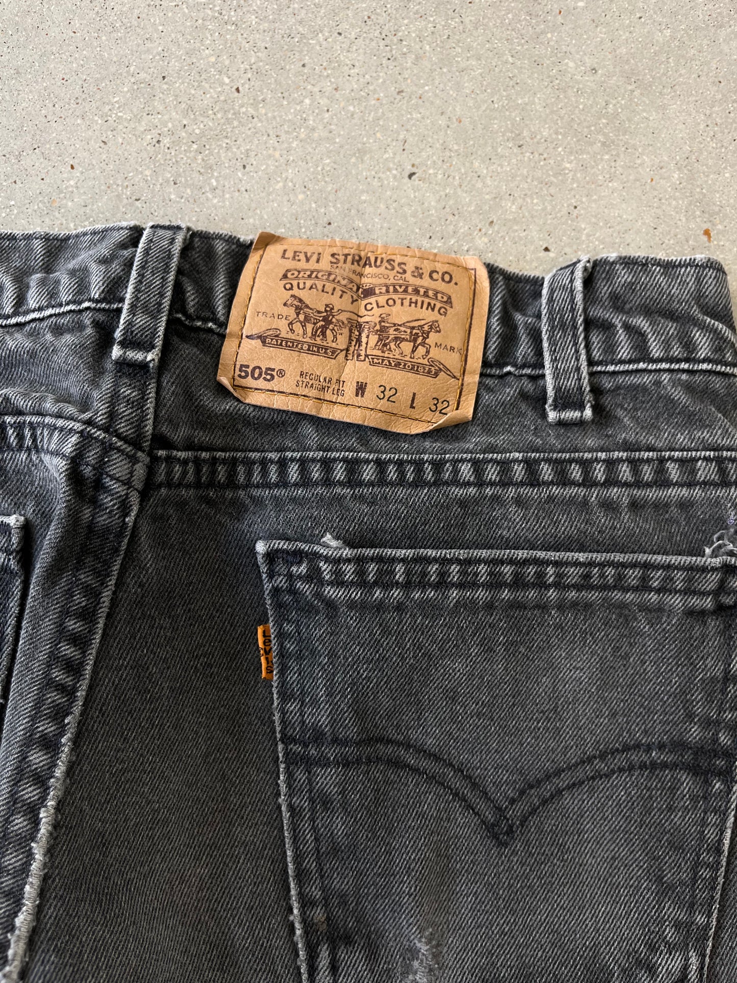 Vintage 505 Levi's Orange Tab Black Faded Denim - 30x32