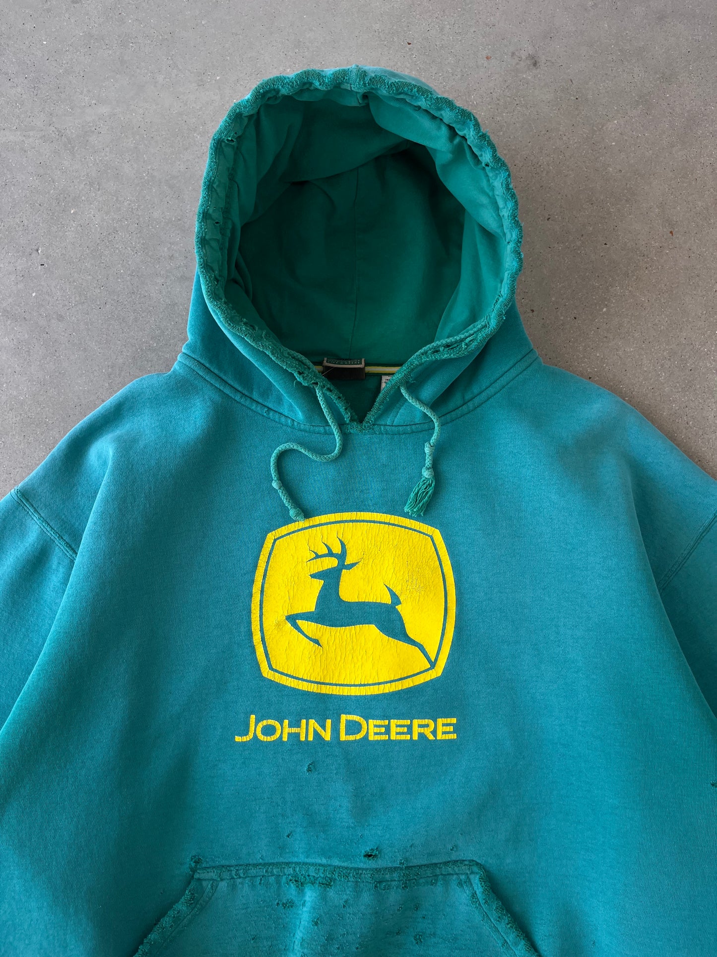 Vintage John Deere Distressed Boxy Hoodie - L