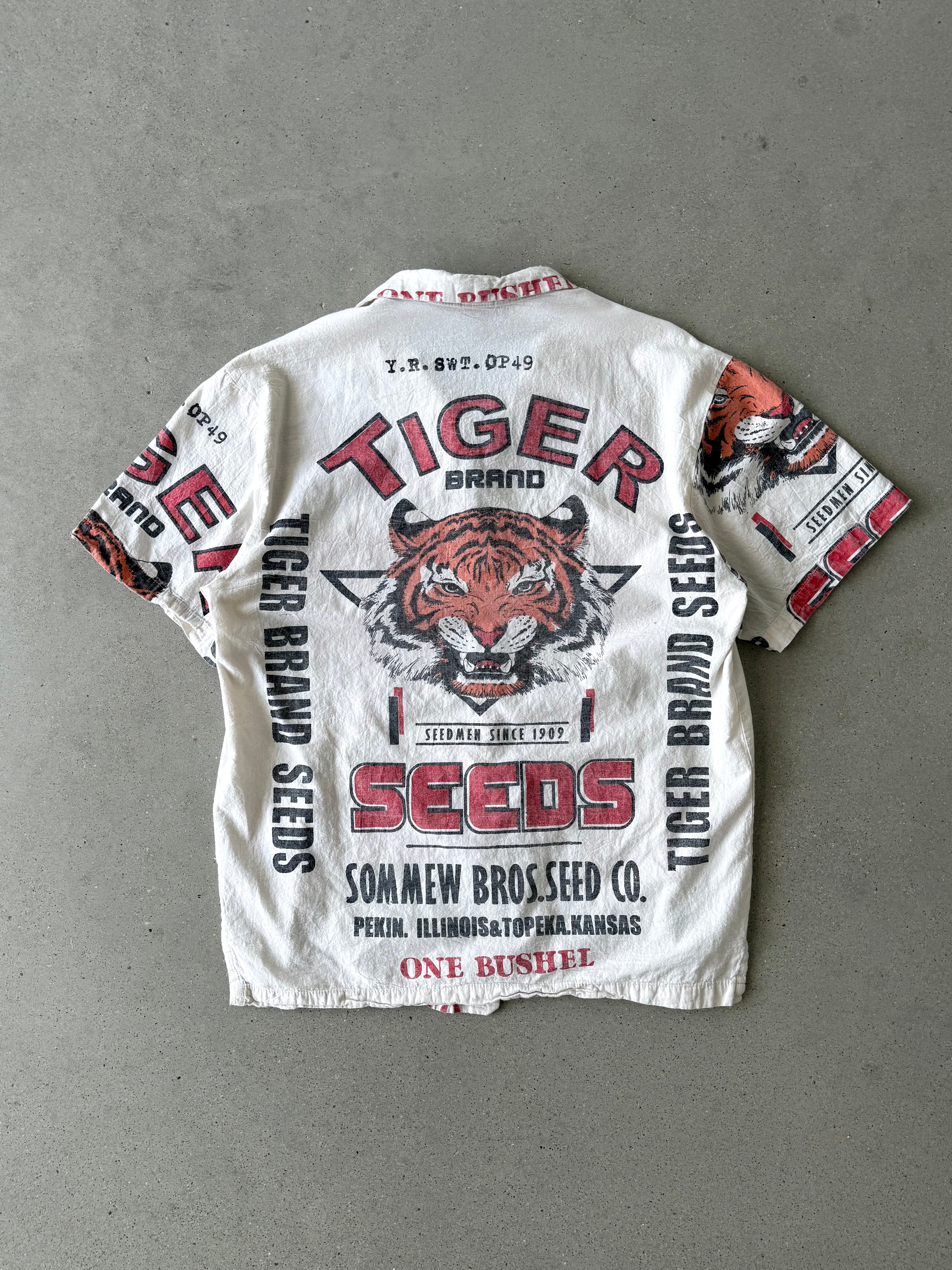 Vintage 'Tiger Brand' Seed Sack Reworked Button-up Shirt - L