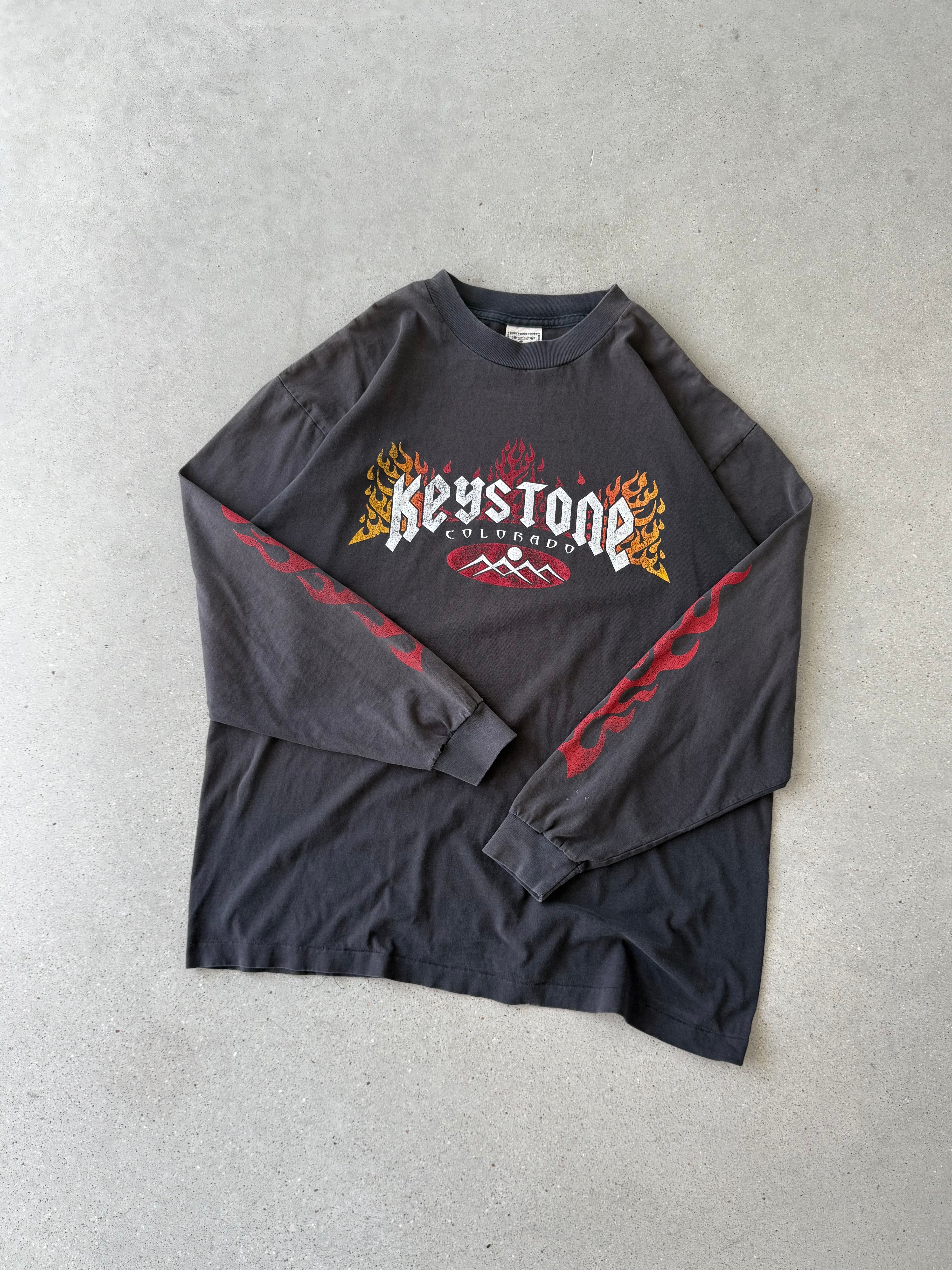 Vintage Keystone Colorado Flaming Sleeves Long Sleeve - XL