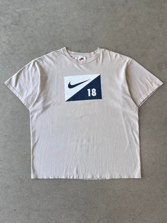 Vintage 90s Nike Swoosh 18 Creme Tee - L