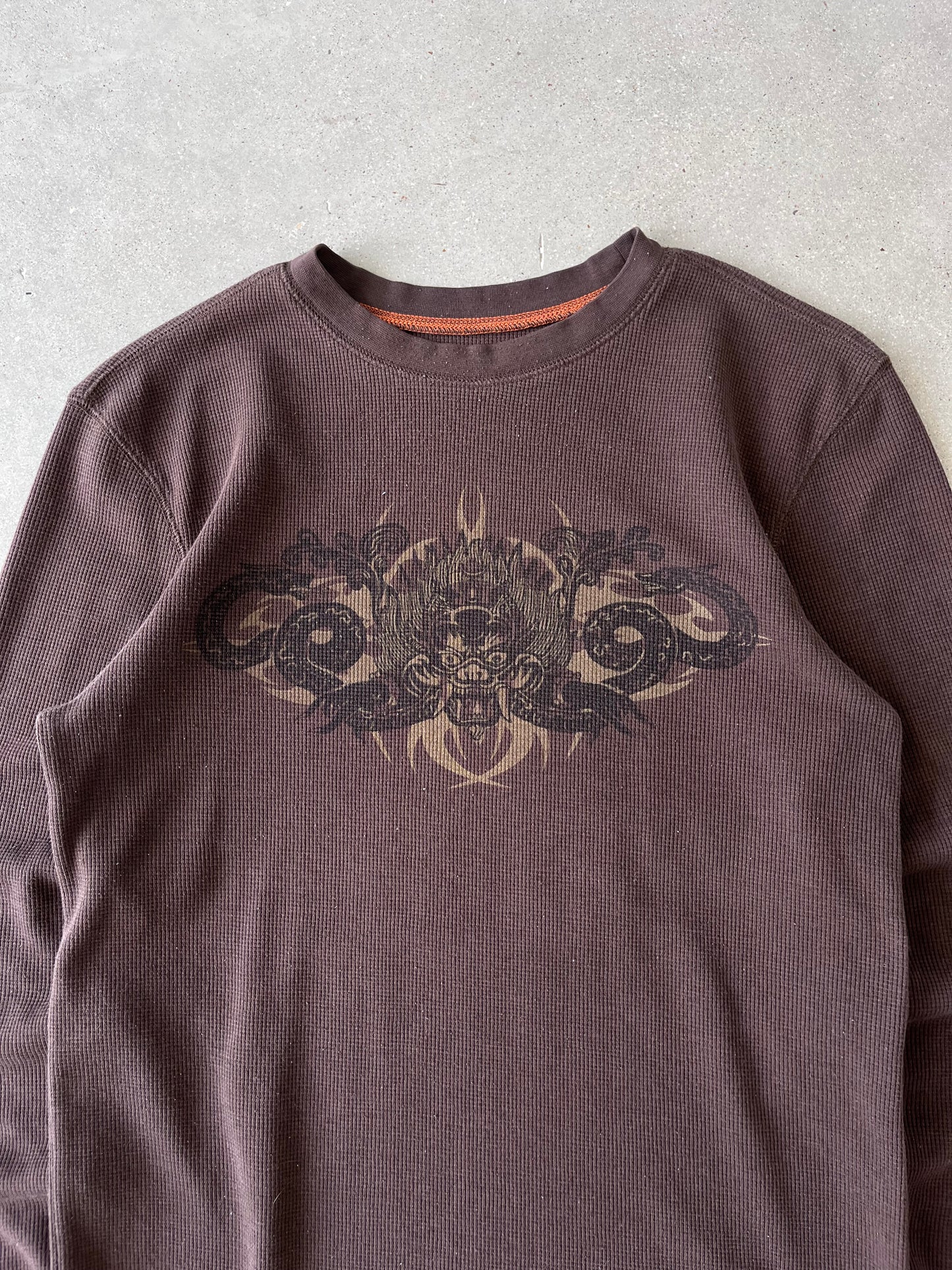 Vintage Y2K Dragon Brown Thermal - M